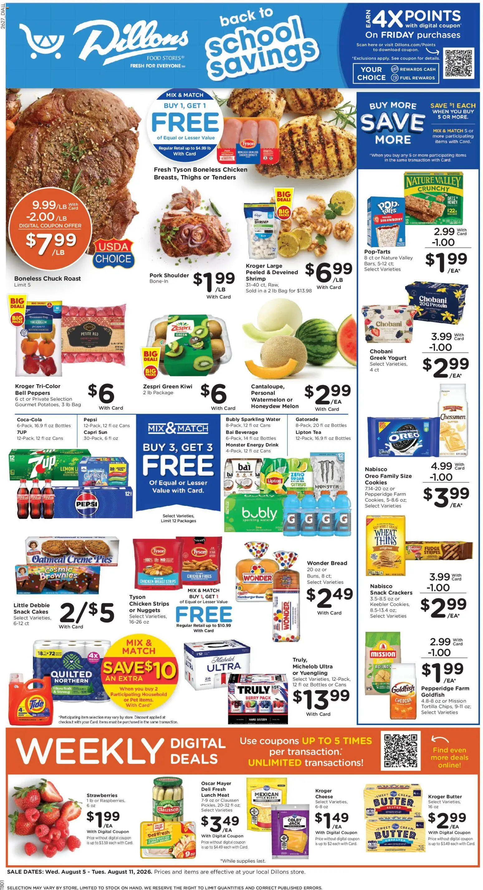 Dillons Weekly Ad - valid from 08/05/2026 | Page: 1 | Products: Yogurt, Kiwi, Cookies, Water