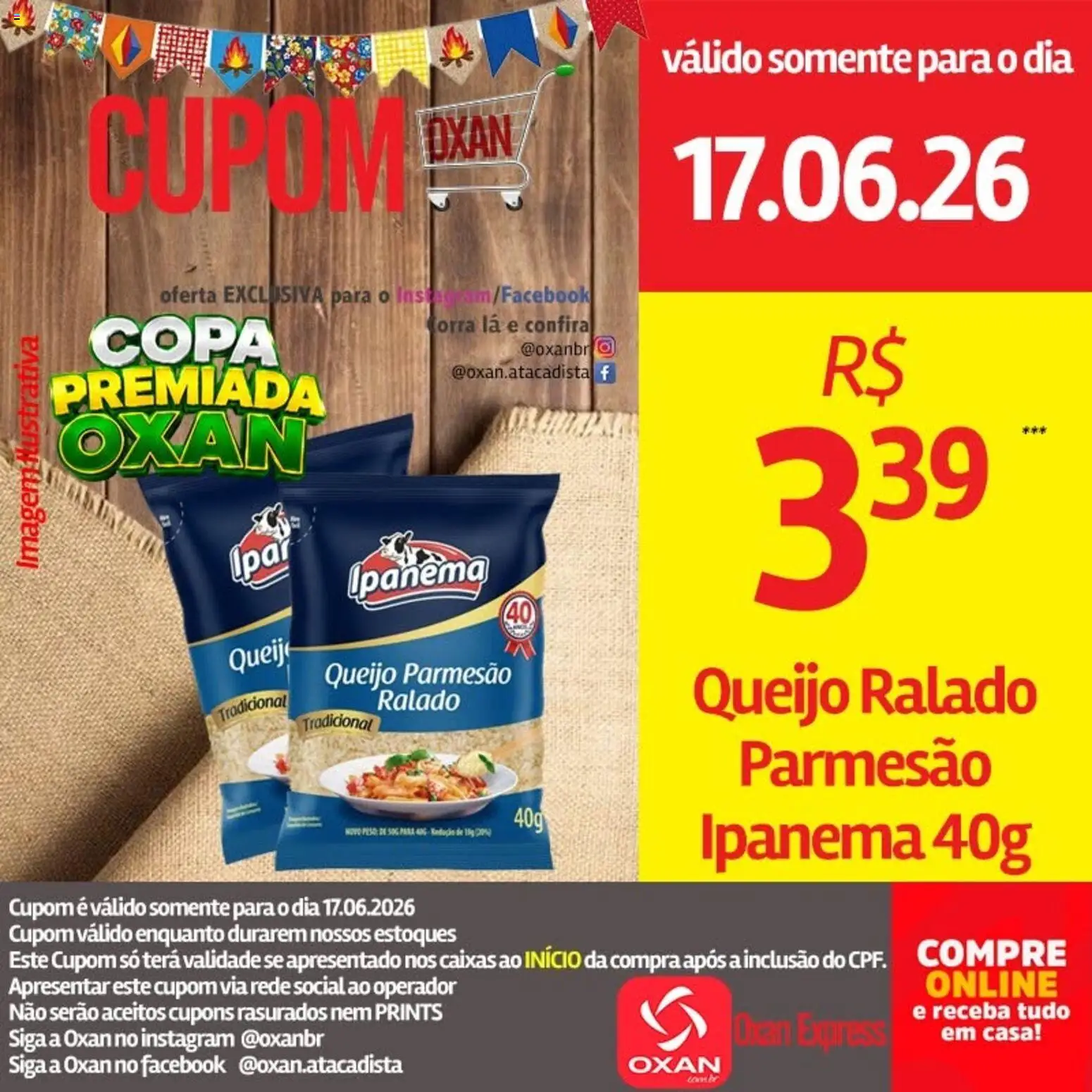 Oxan Atacadista Folheto - válido de 17.06.2026 | Página: 15 | Produtos: Queijo, Copa, Parmesão, Queijo parmesão
