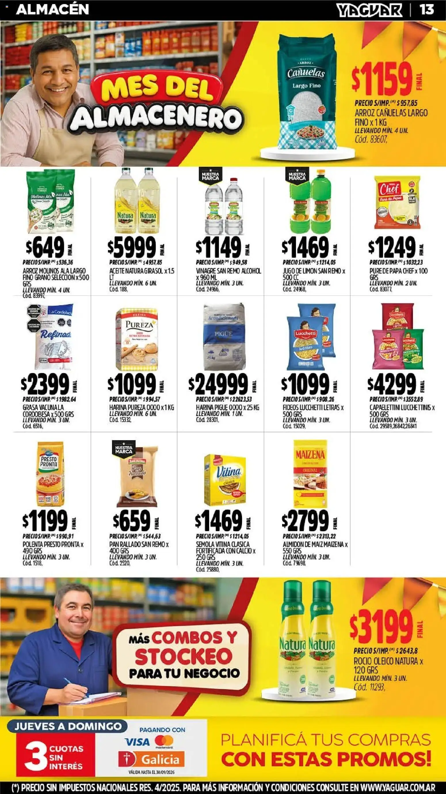 Yaguar - Oferta Semanal Trelew │ válido desde el 28/09/2026 | Página: 13 | Productos: Papa, Pan, Fideos, Puré