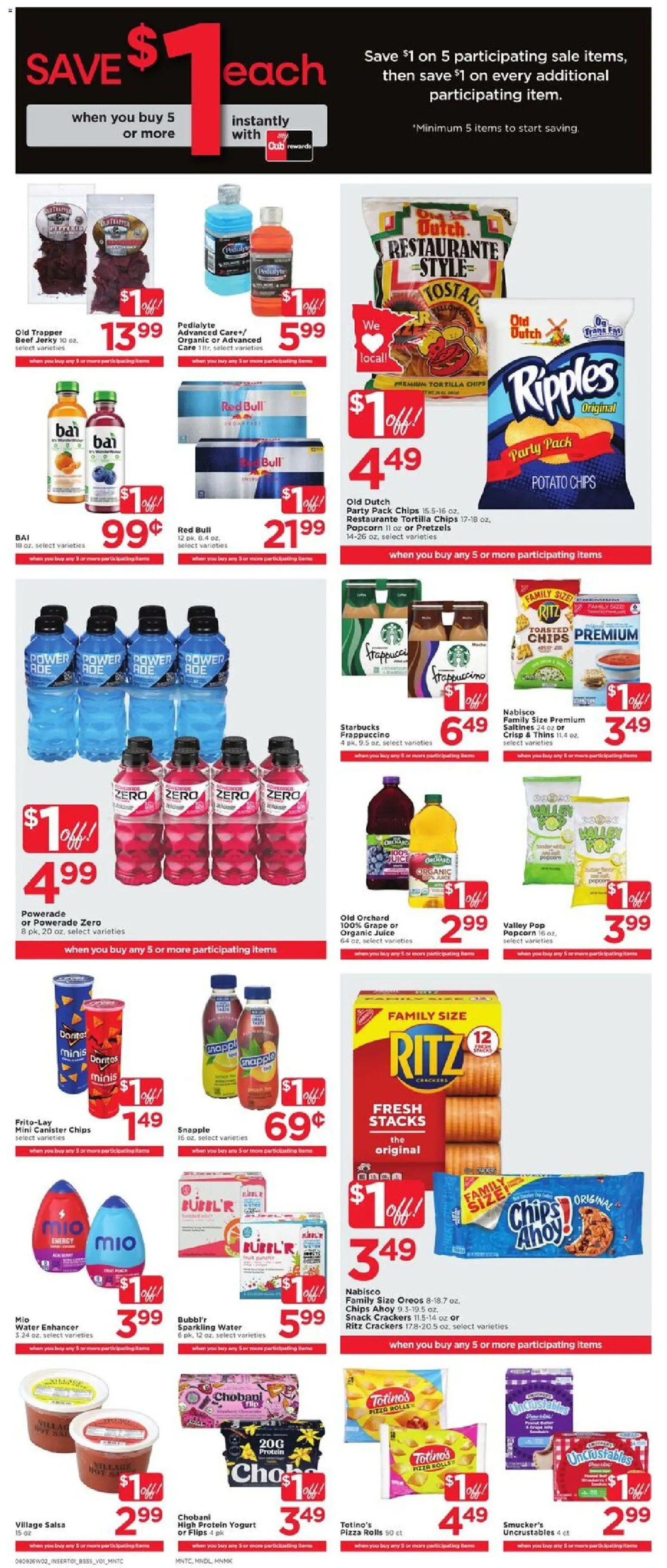 Cub Foods Weekly Ad - valid from 08/09/2026 | Page: 5 | Products: Crackers, Potato chips, Beef, Tortilla chips