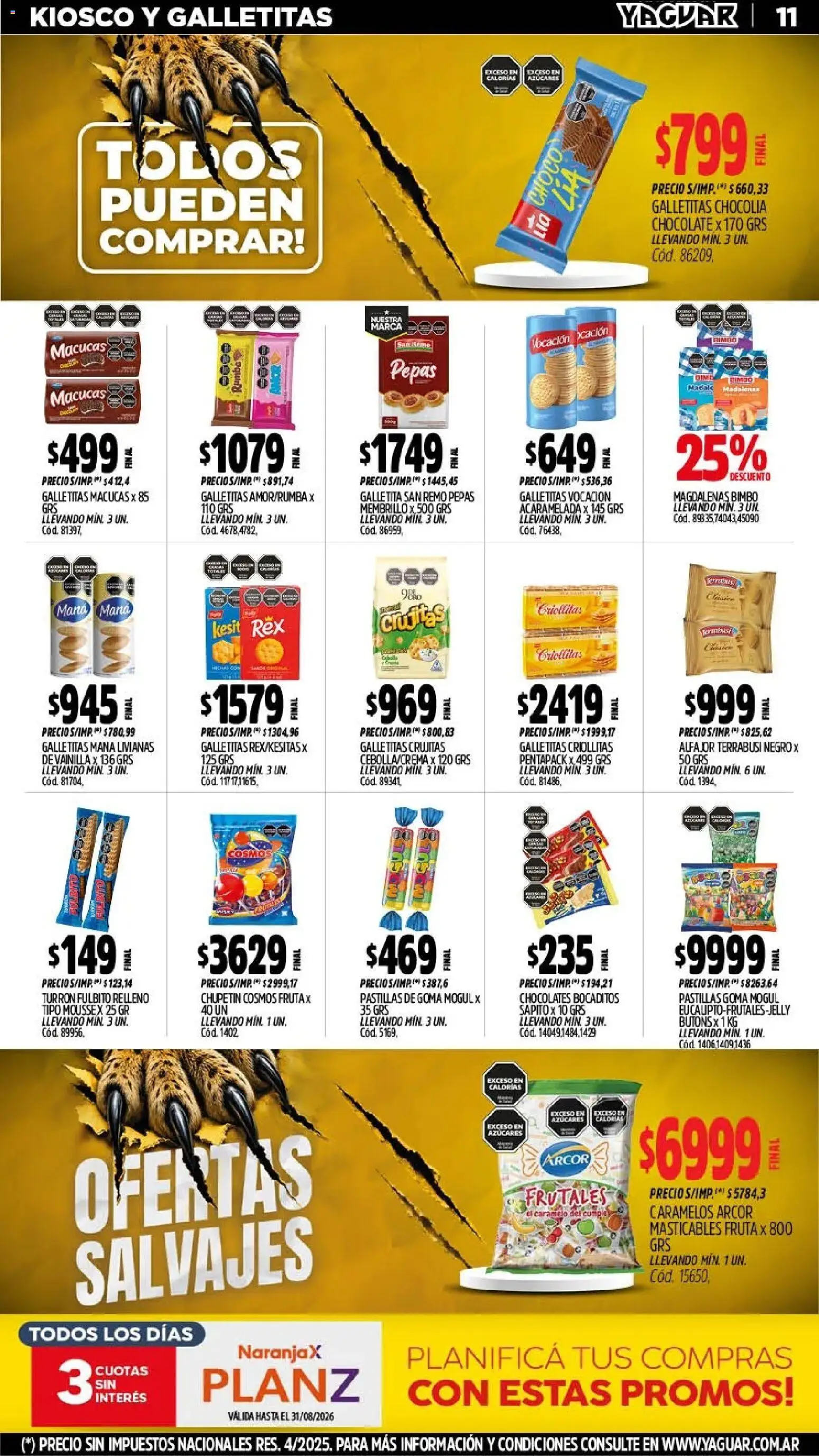Yaguar - Oferta Semanal Mar del Plata │ válido desde el 10/08/2026 | Página: 12 | Productos: Chocolate, Fruta, Alfajor, Turrón