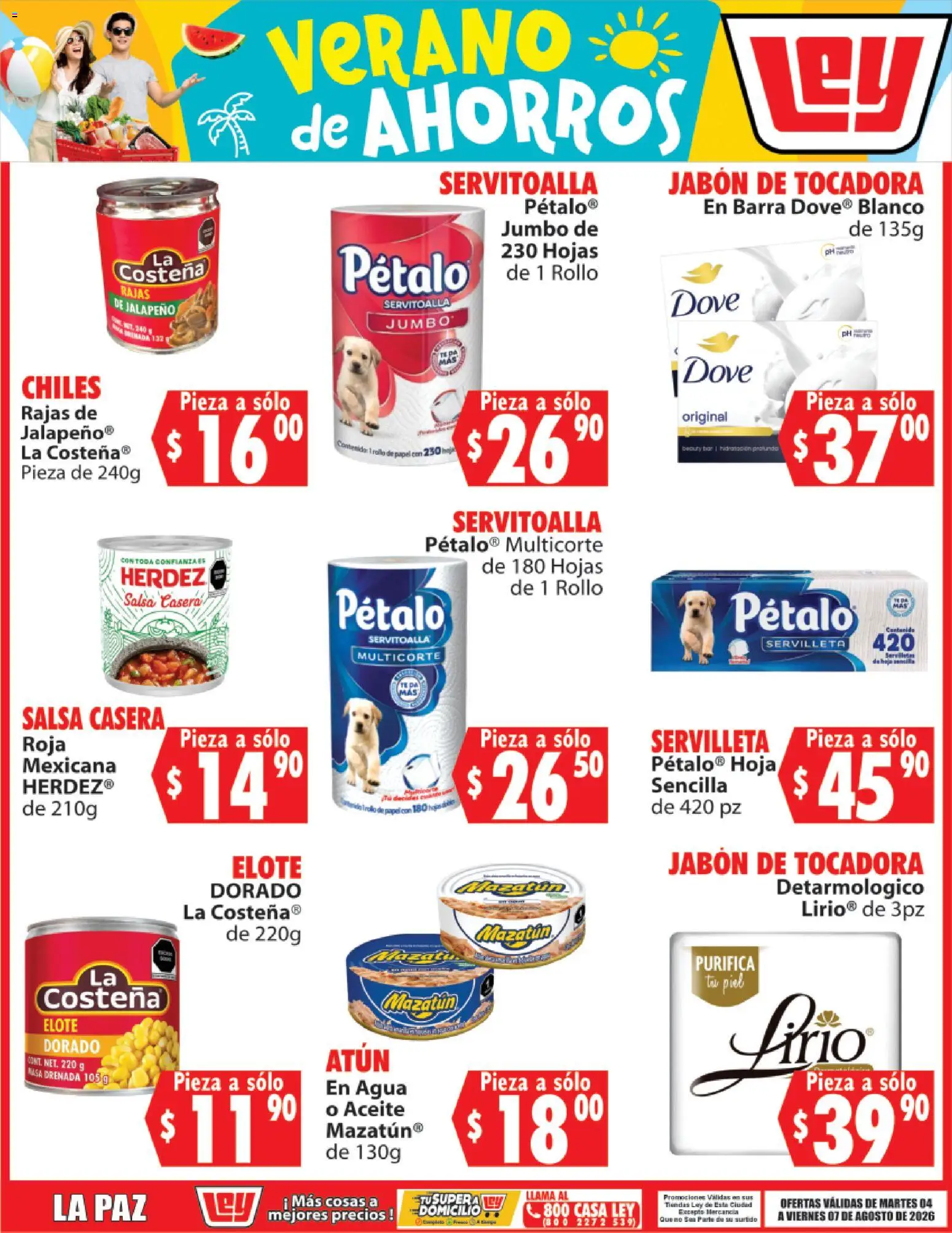 Nuevas ofertas de Casa Ley válidas en toda la República Mexicana desde el 04/08/2026. ¡Encuentra las mejores ofertas en Casa Ley folleto Verano de ahorros! | Página: 4 | Productos: Agua, Barra, Té, Jabón