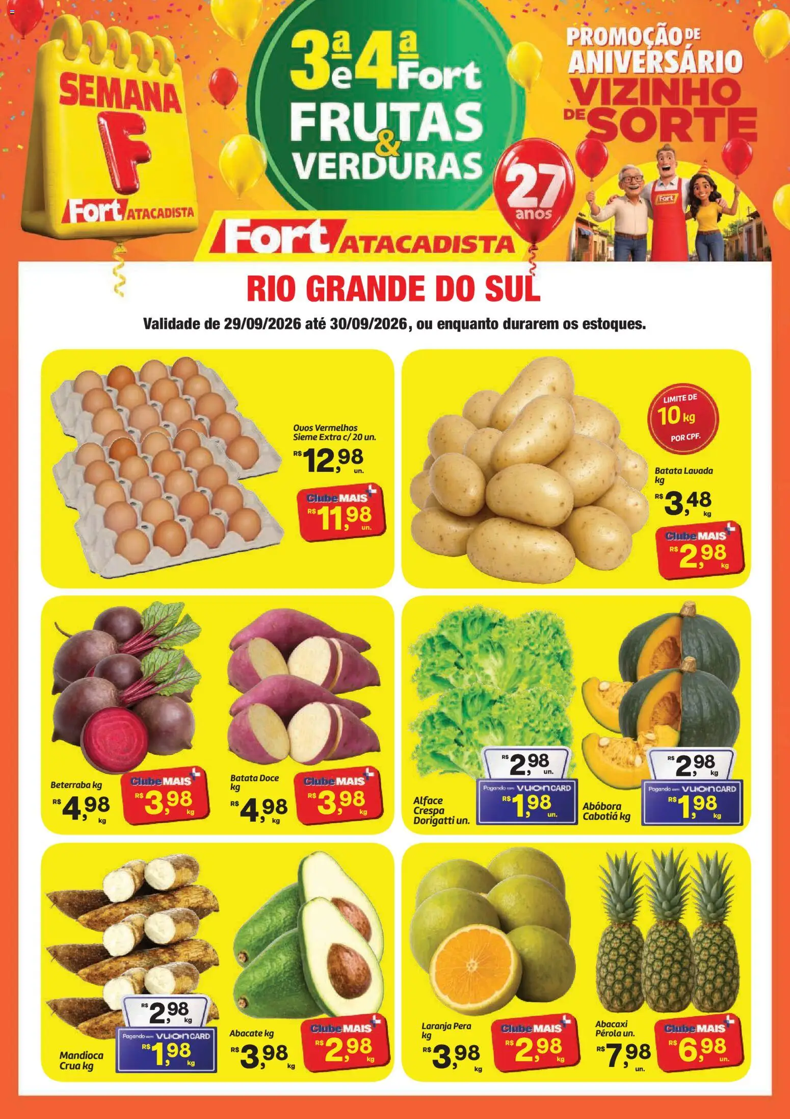 Fort Atacadista Folheto - válido de 29/09/2026 | Página: 1 | Produtos: Pera, Beterraba, Abacate, Batata