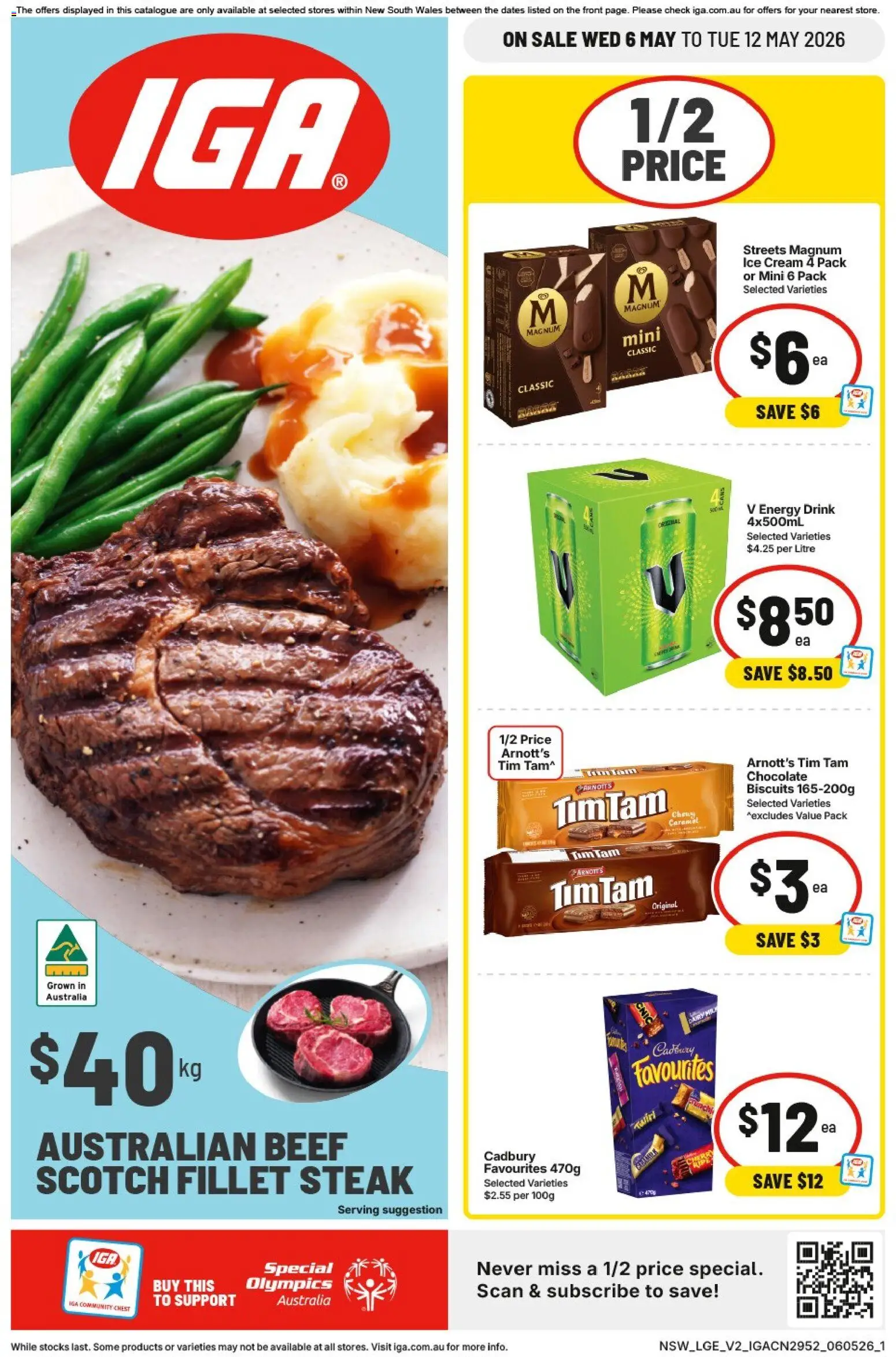 IGA catalogue - valid from 06.05.2026 | Page: 1 | Products: Energy drink, Chocolate, Ice cream, Scotch