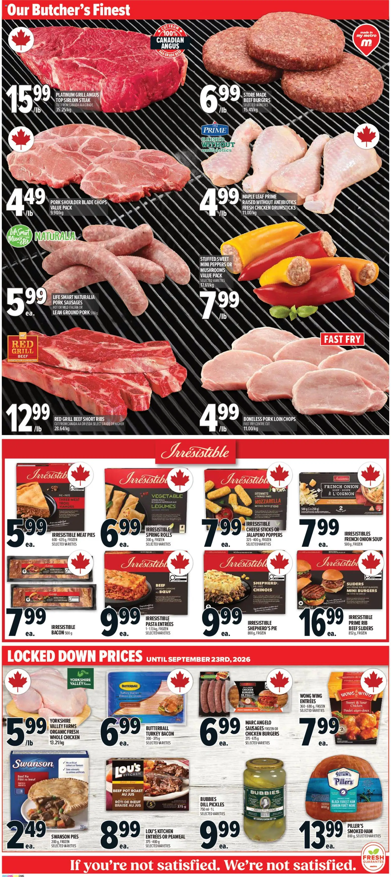 Metro flyer valid from Aug 27, 2026 | Page: 8 | Products: Turkey, Steak, Chicken drumsticks, Mushrooms
