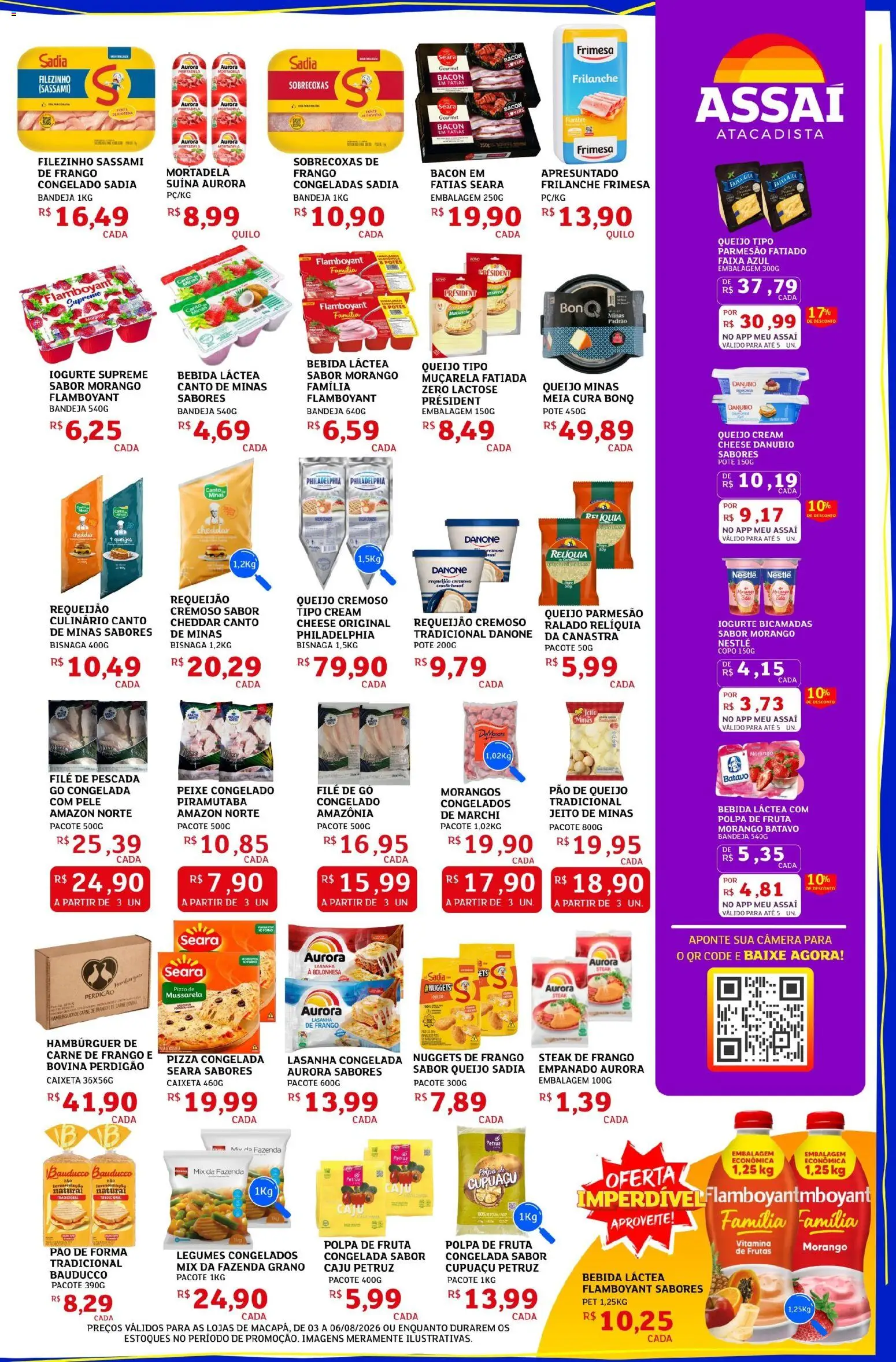 Assaí Atacadista Folheto - válido de 03/08/2026 | Página: 3 | Produtos: Caju, Queijo, Hambúrguer, Requeijão