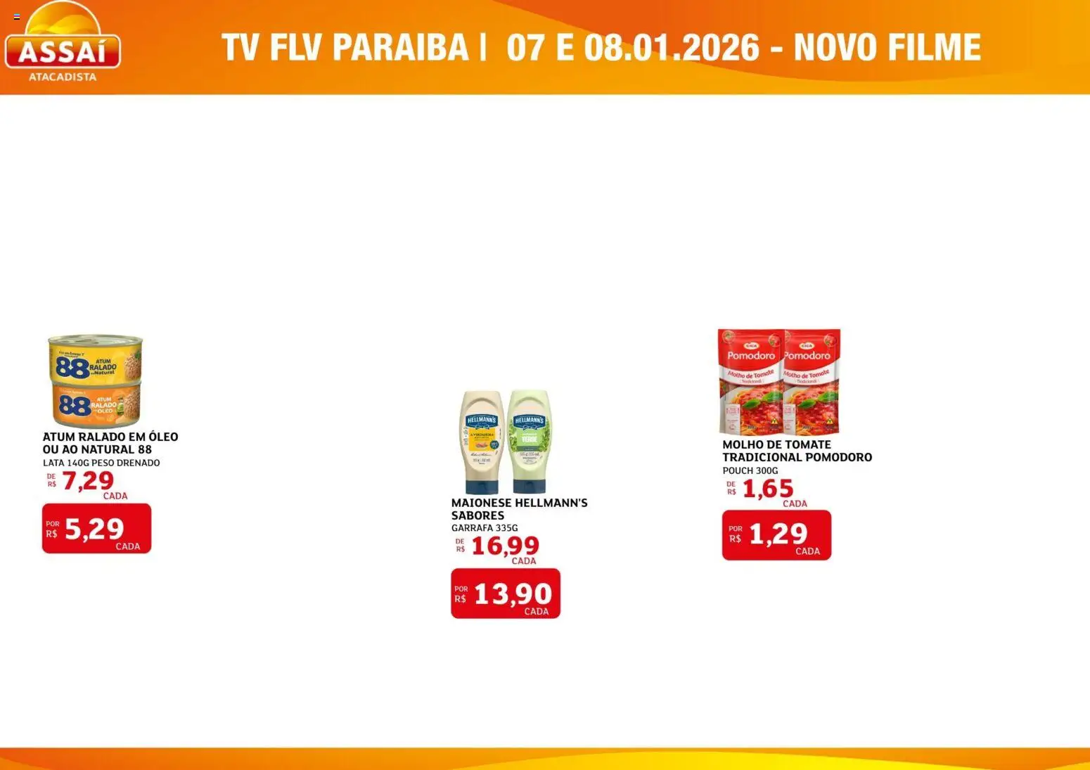 Assaí Atacadista Folheto - válido de 11.06.2026 | Página: 1 | Produtos: Molho de tomate, Óleo, Tv, Atum