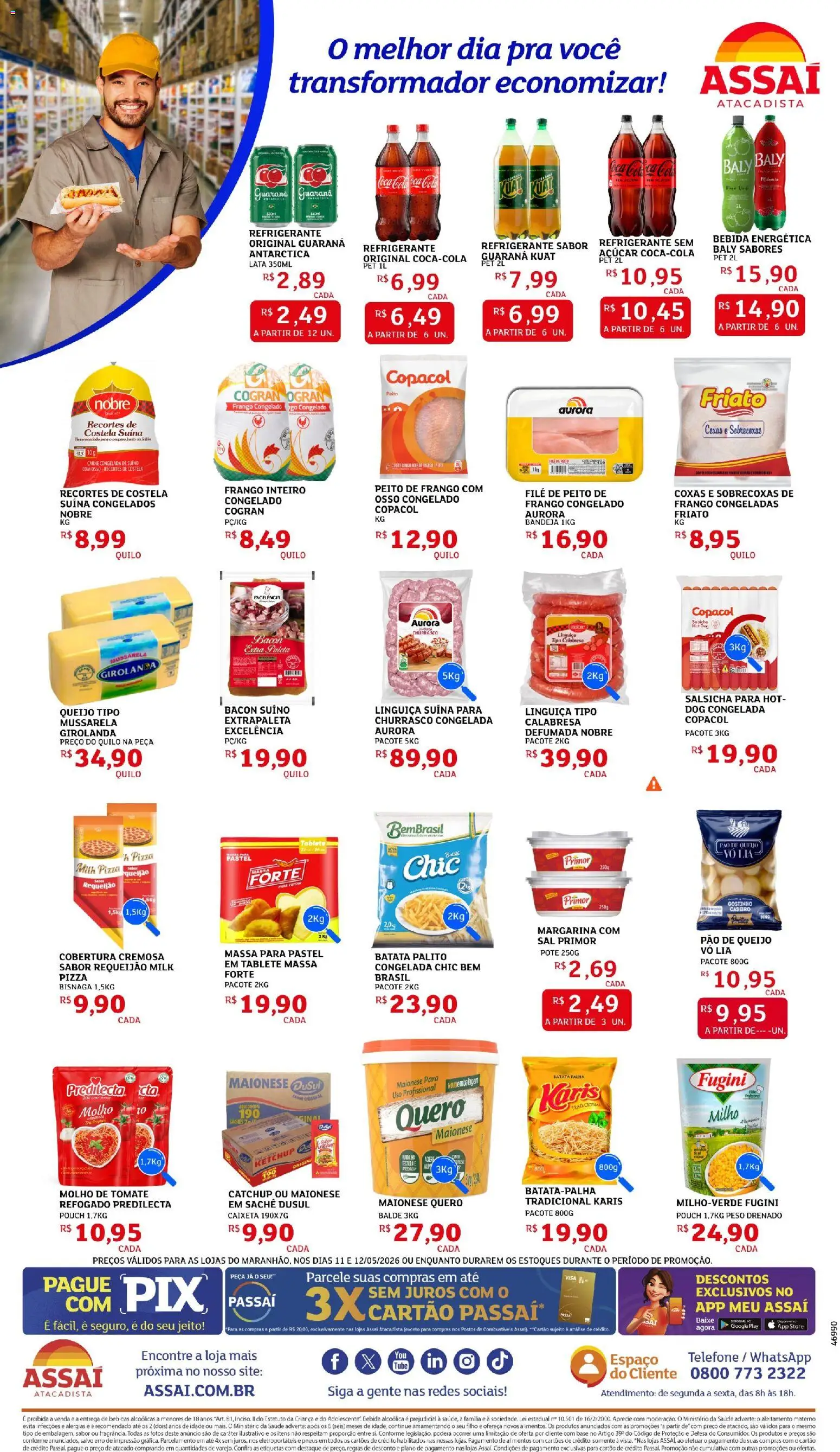 Assaí Atacadista Folheto - válido de 11.05.2026 | Página: 2 | Produtos: Pão, Bebida, Açúcar, Peito de frango