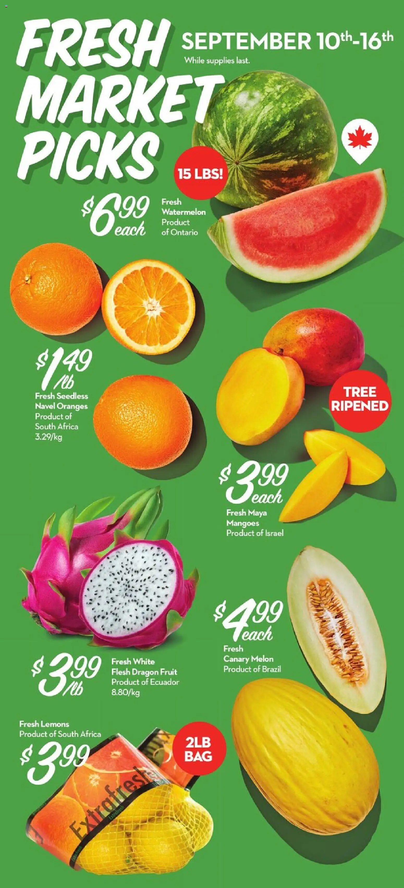Longo's flyer valid from Sep 10, 2026 | Page: 2 | Products: Lemons, Fruit, Watermelon, Oranges