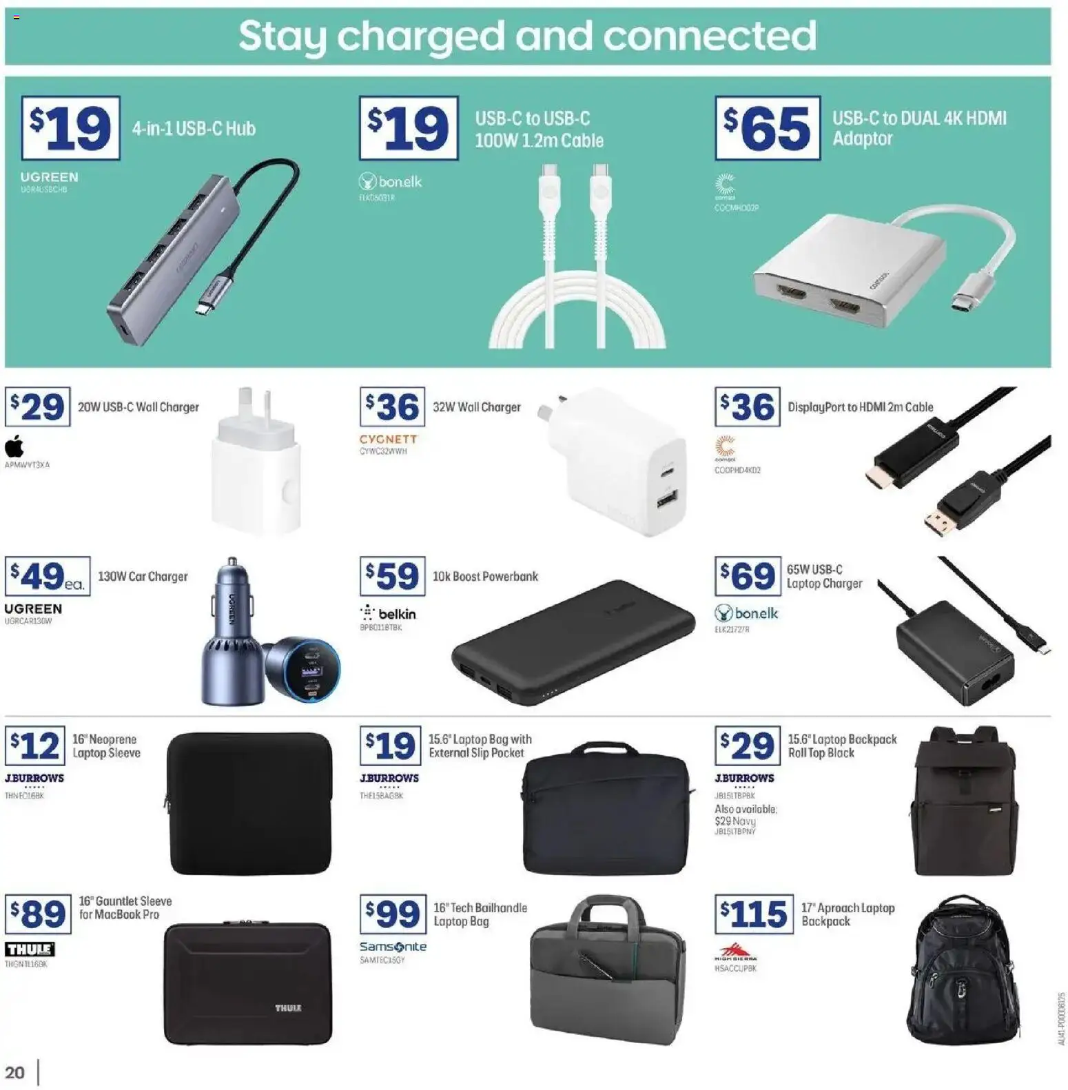 Officeworks catalogue - valid from 27.05.2026 | Page: 20 | Products: Slip, Cable, Laptop, Bag
