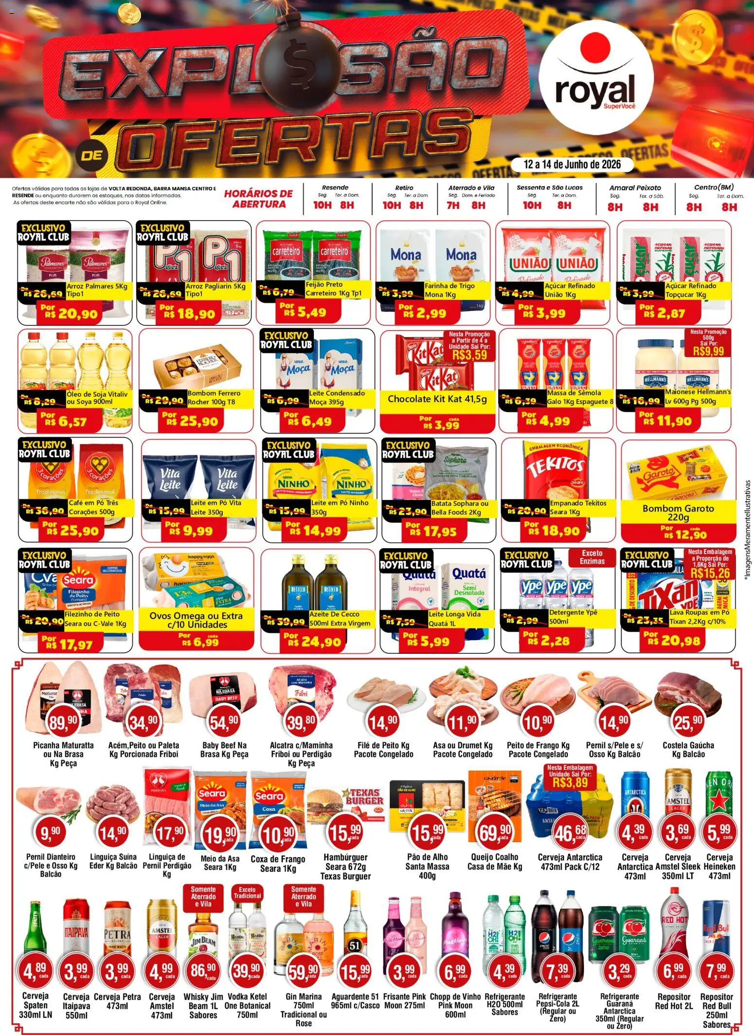 Royal Supermercados Folheto - válido de 12.06.2026 | Página: 1 | Produtos: Farinha de trigo, Alcatra, Ovos, Frango