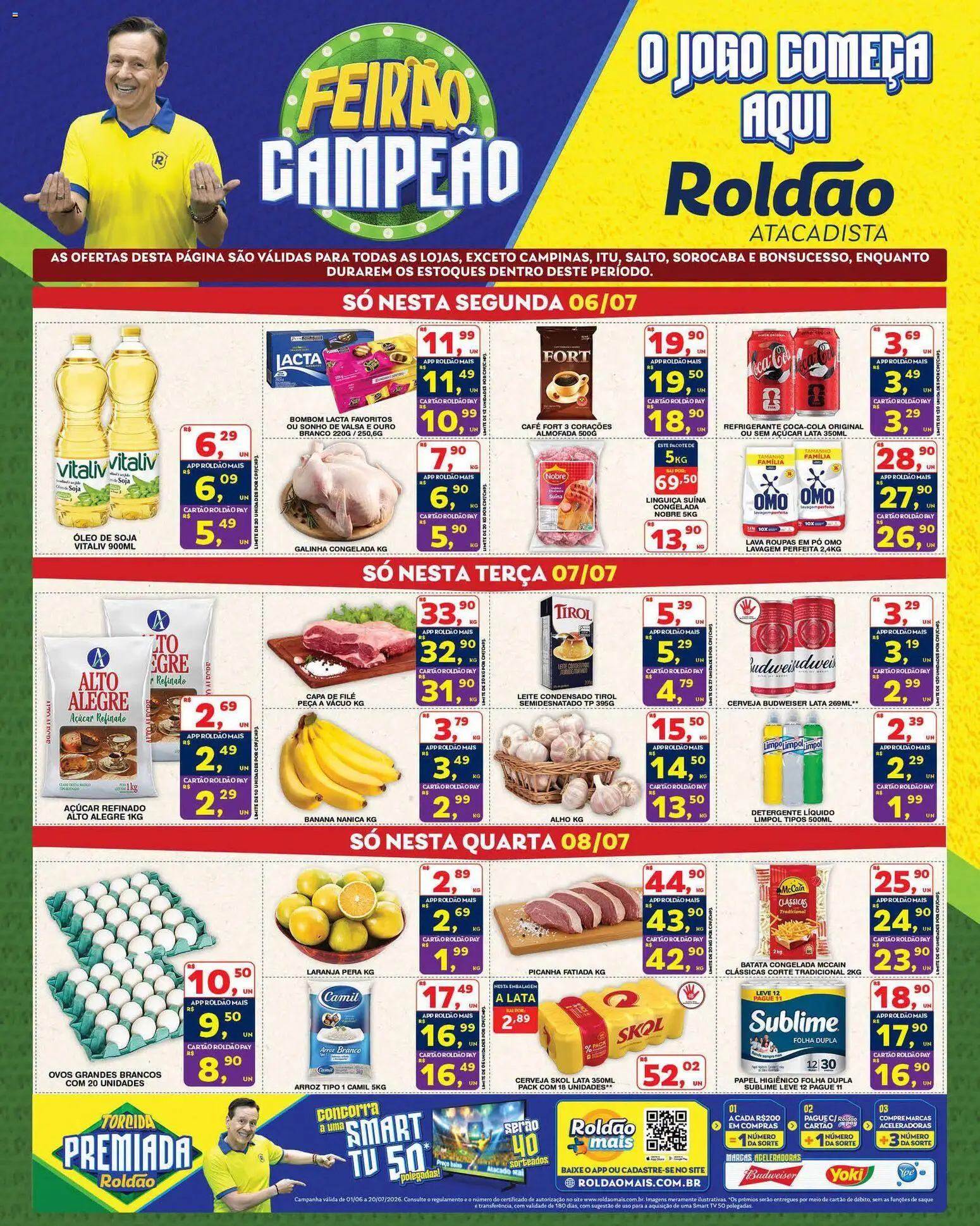 Roldão Folheto - válido de 06/07/2026 | Página: 1 | Produtos: Pó, Almofada, Baixo, Leite condensado