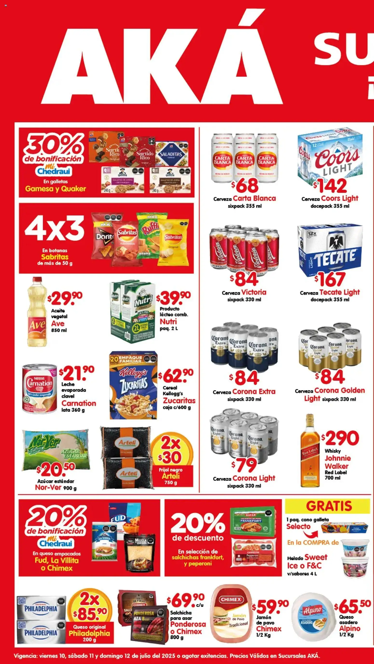 Nuevas ofertas de Arteli válidas en toda la República Mexicana desde el 10/07/2026. ¡Encuentra las mejores ofertas en Arteli folleto Aká Superbodegas! | Página: 1 | Productos: Azúcar, Avena, Leche, Cerveza