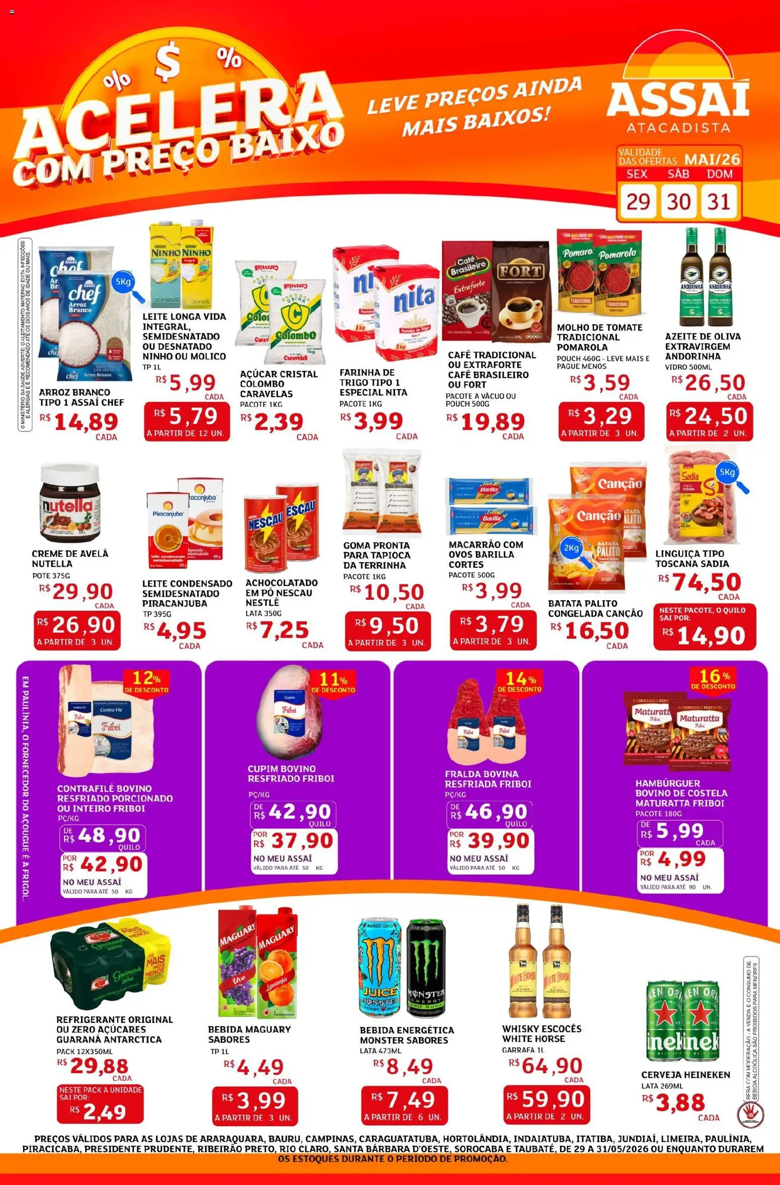 Assaí Atacadista Folheto - válido de 29.05.2026 | Página: 1 | Produtos: Leite, Café, Heineken, Refrigerante