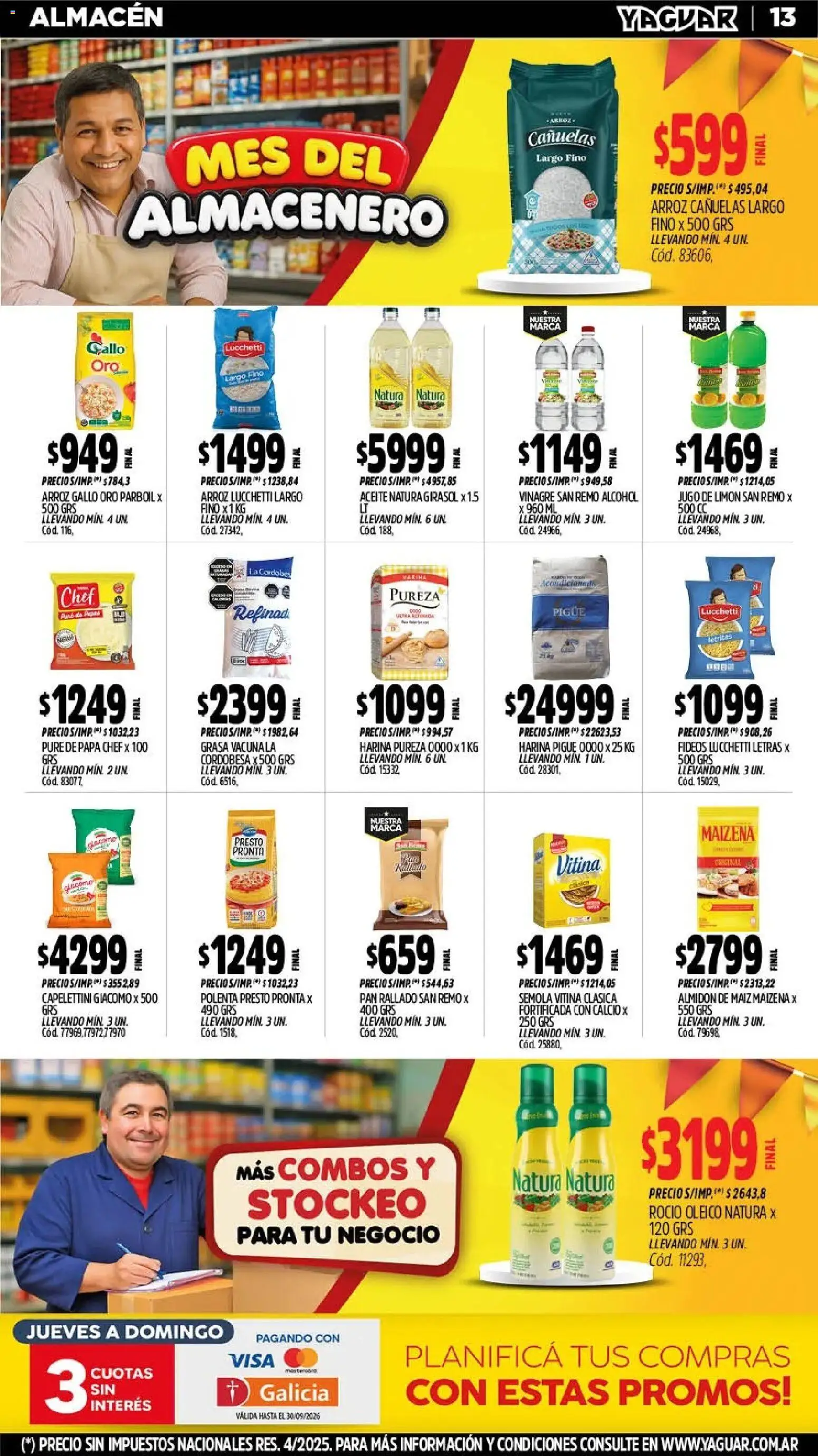 Yaguar - Oferta Semanal General Roca │ válido desde el 28/09/2026 | Página: 13 | Productos: Jugo de limón, Maiz, Alcohol, Pan rallado