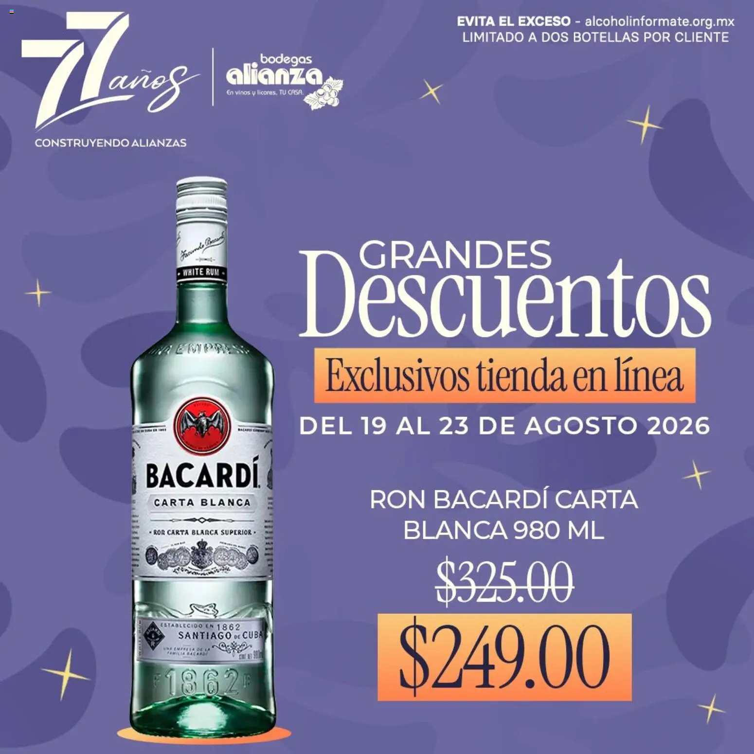 Nuevas ofertas de Bodegas Alianza válidas en toda la República Mexicana desde el 19/08/2026. ¡Encuentra las mejores ofertas en Bodegas Alianza catálogo Grandes descuentos! | Página: 3 | Productos: Ron, Bacardi