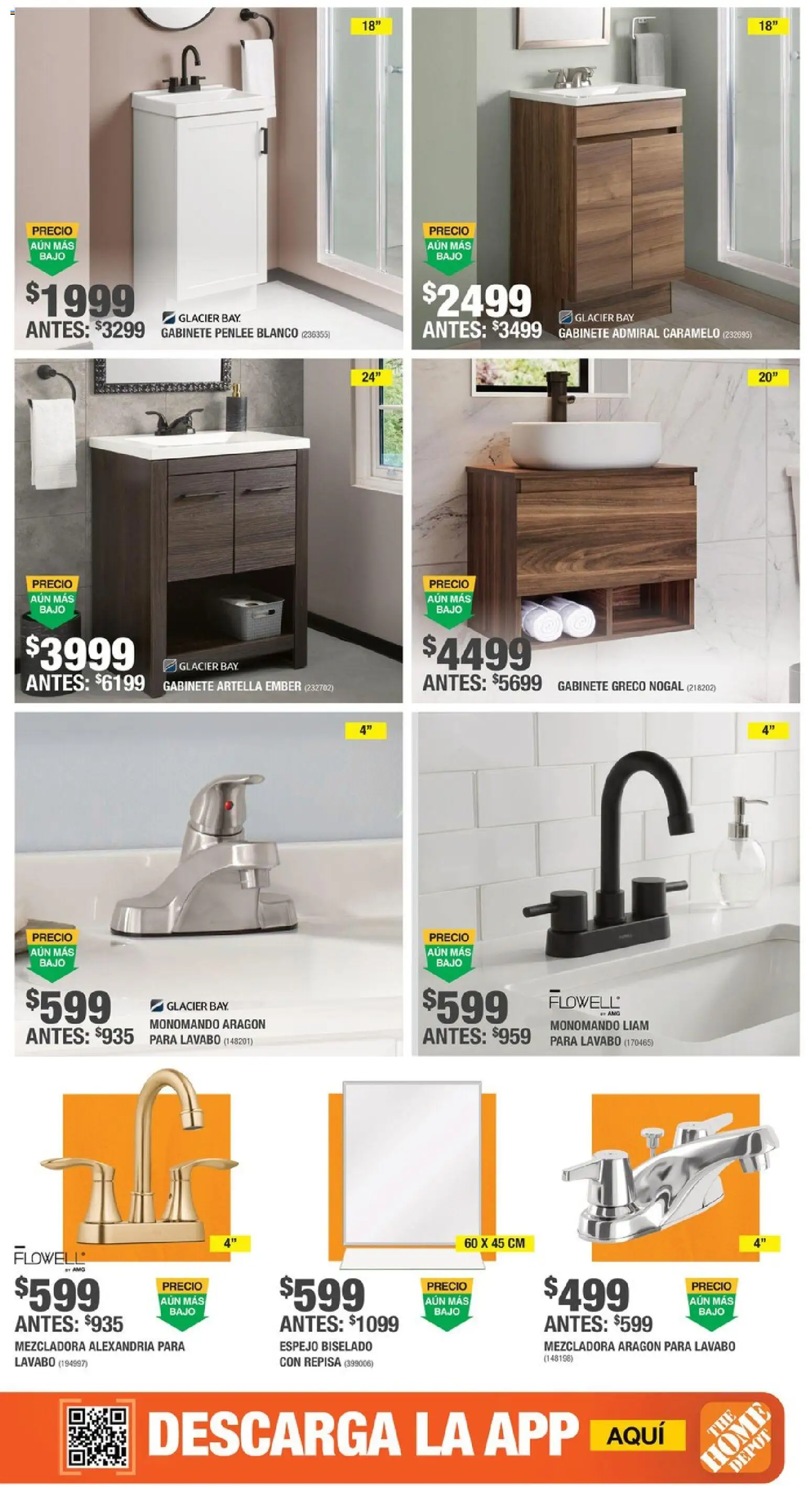 Nuevas ofertas de Home Depot válidas en toda la República Mexicana desde el 13/08/2026. ¡Encuentra las mejores ofertas en Home Depot catálogo! | Página: 5 | Productos: Repisa, Gabinete, Lavabo, Espejo