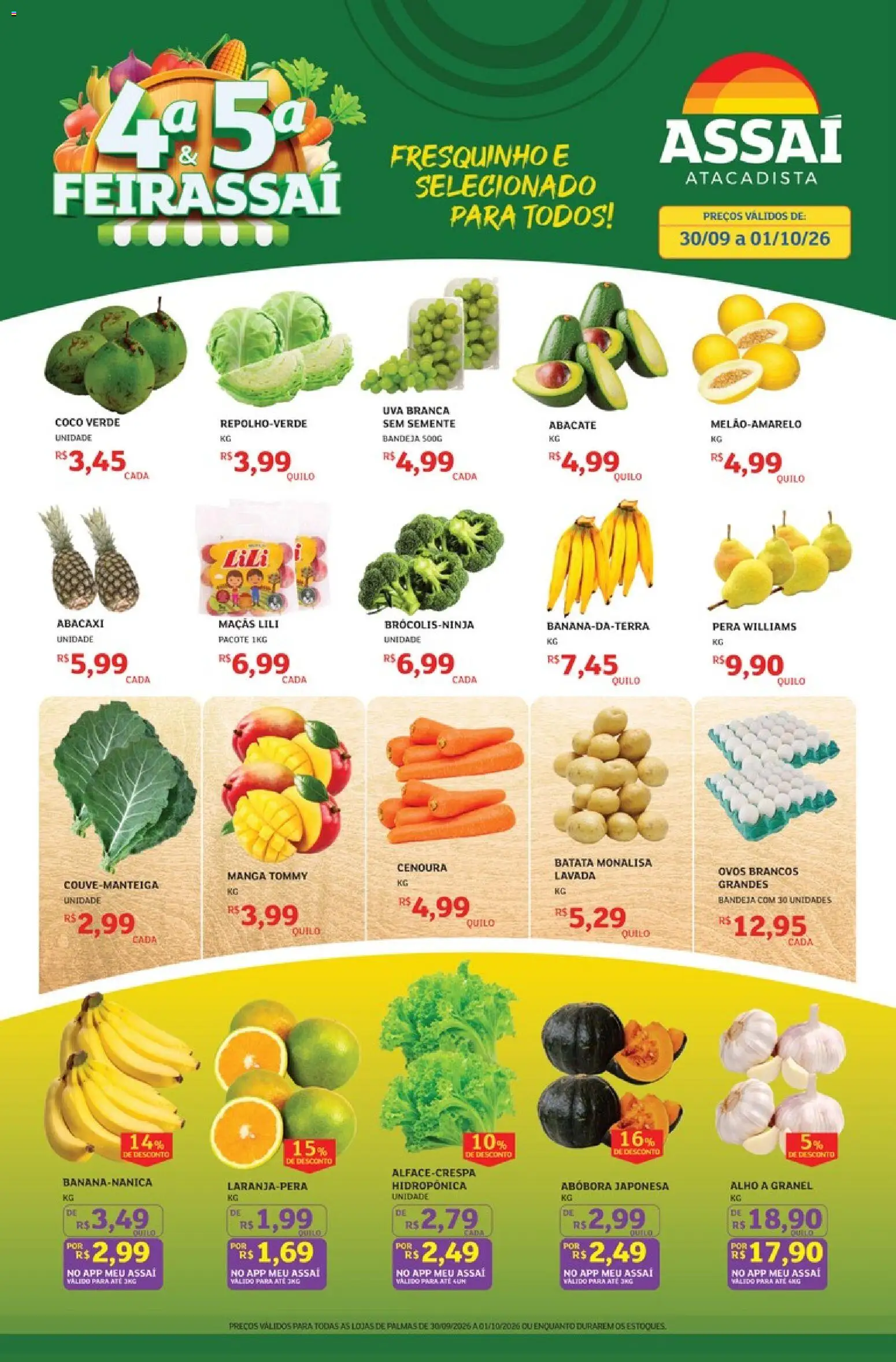 Assaí Atacadista Folheto - válido de 30/09/2026 | Página: 1 | Produtos: Pera, Abacate, Ovos, Bandeja
