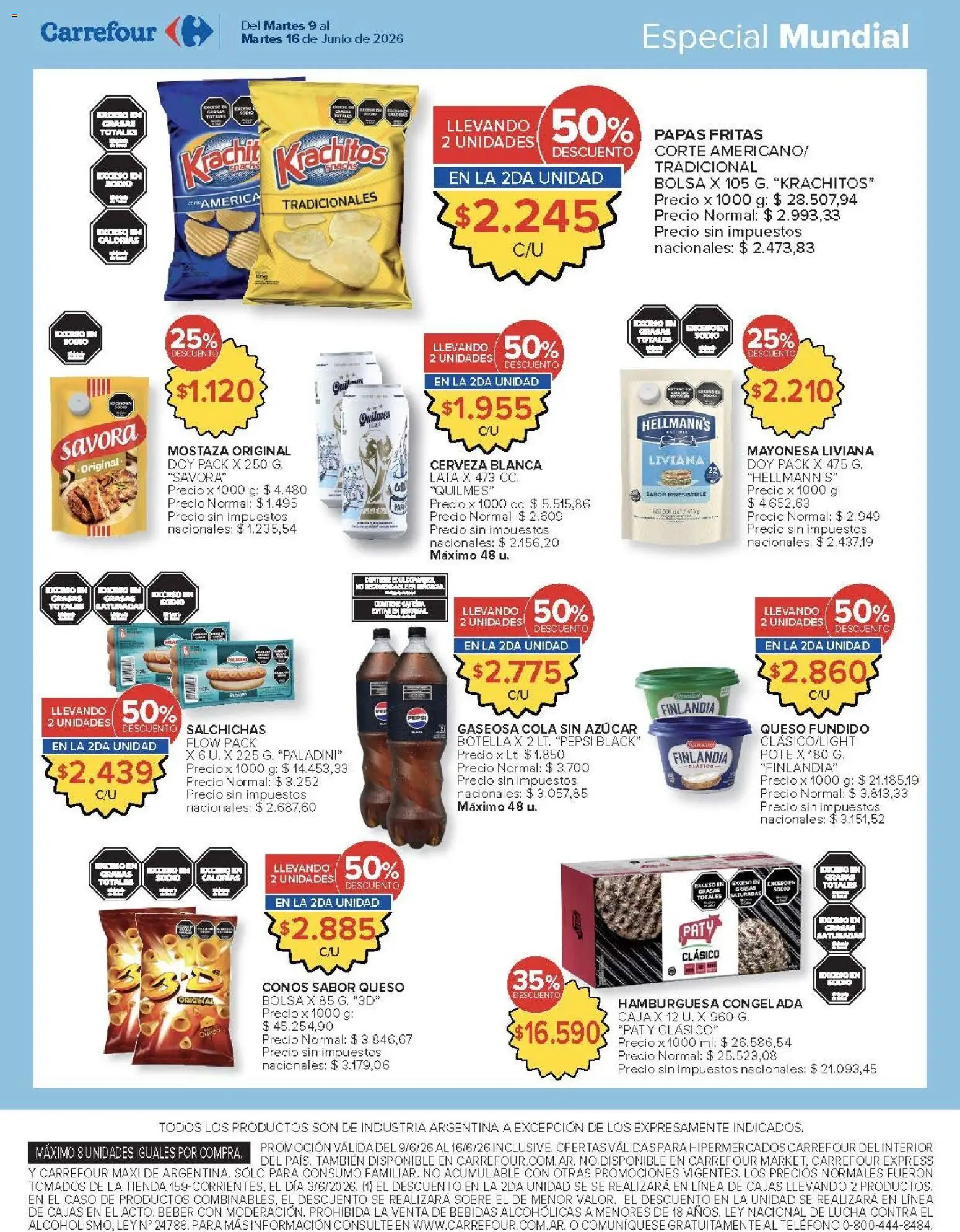 Carrefour ofertas │ válido desde el 09.06.2026 | Página: 4 | Productos: Mayonesa, Mostaza, Gaseosa, Papas fritas