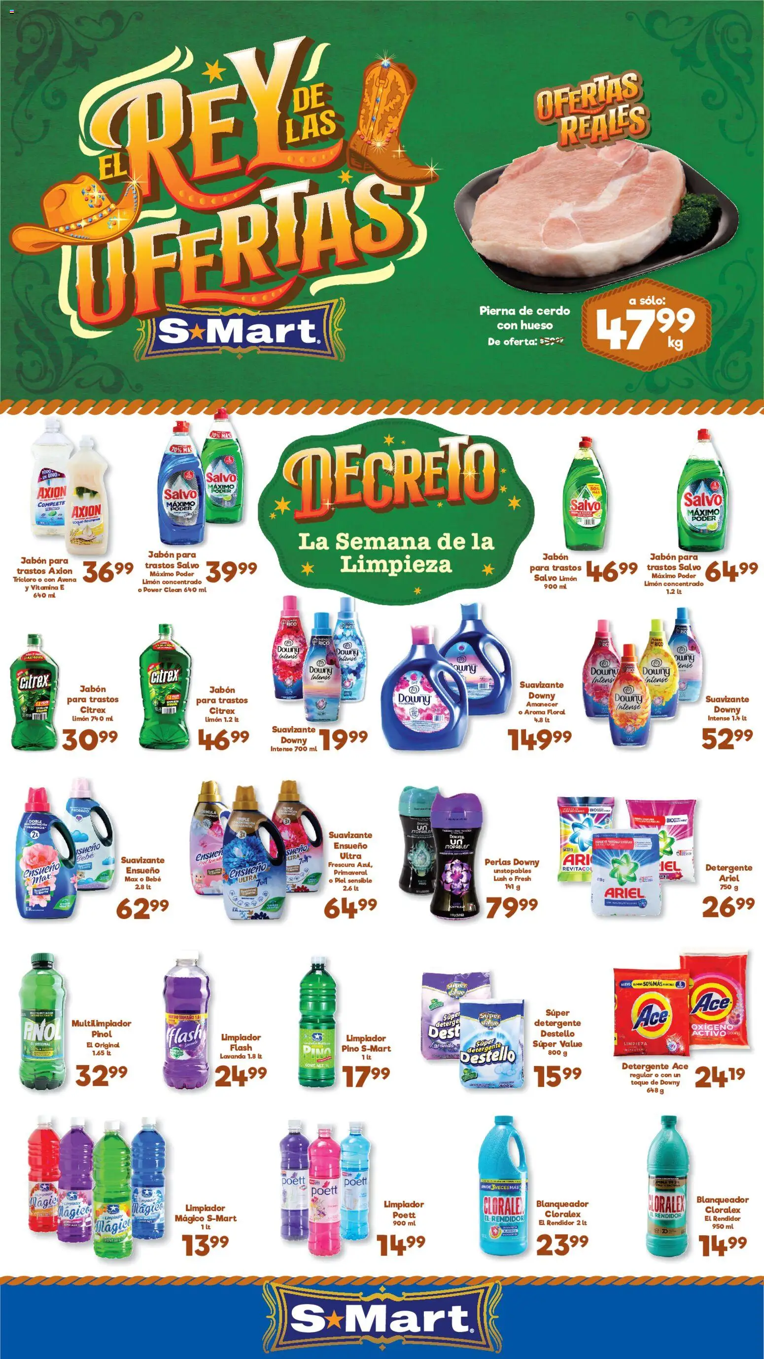 Nuevas ofertas de S-Mart válidas en toda la República Mexicana desde el 29.05.2026. ¡Encuentra las mejores ofertas en S-Mart folleto Ofertas de feria Juárez! | Página: 1 | Productos: Avena, Cerdo, Limpiador, Jabón