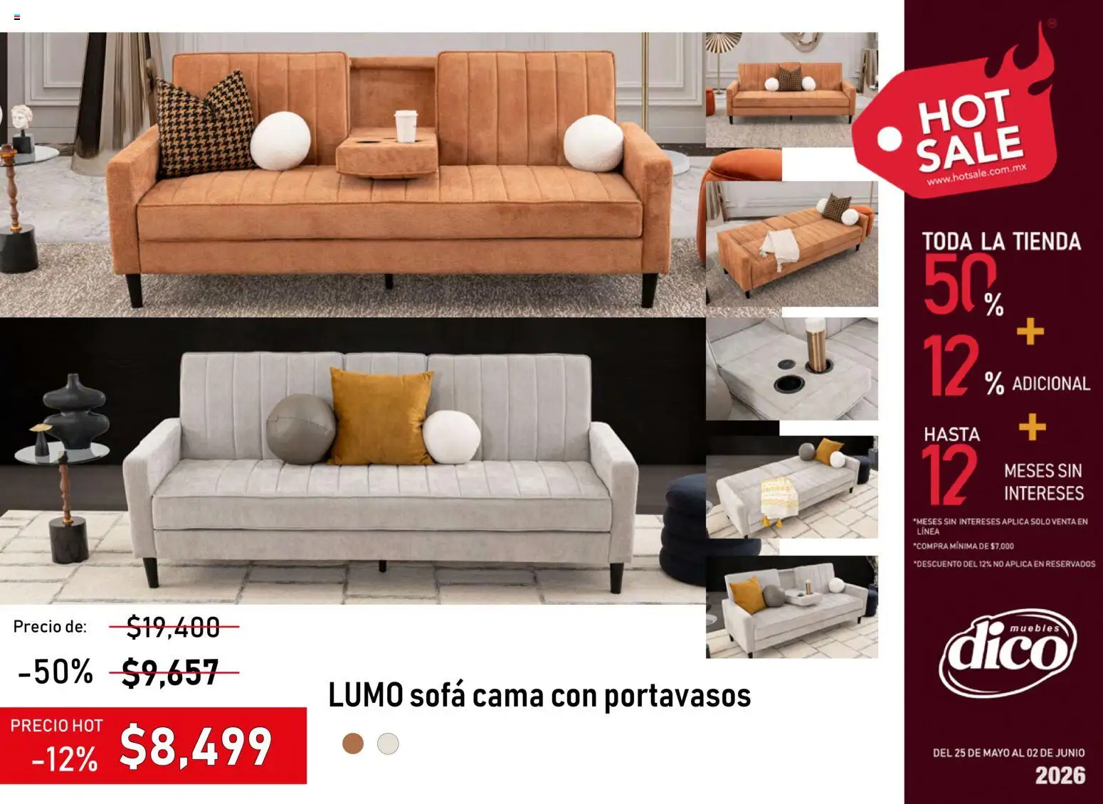 Nuevas ofertas de Muebles Dico válidas en toda la República Mexicana desde el 25.05.2026. ¡Encuentra las mejores ofertas en Muebles Dico Hot Sale! | Página: 14 | Productos: Sofá, Cama