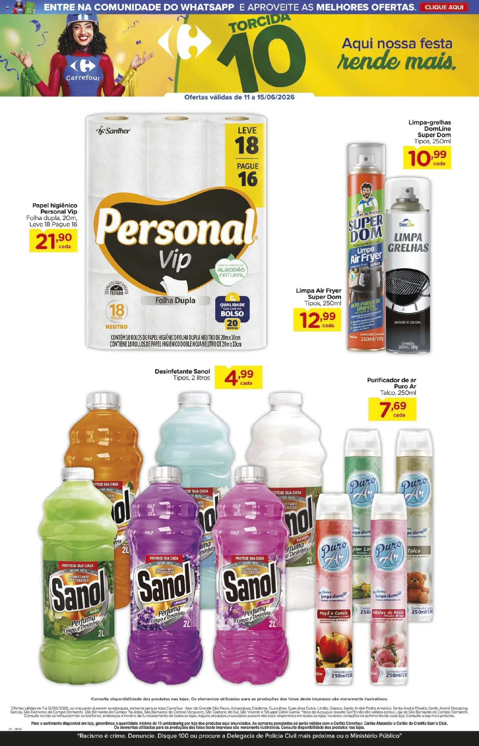 Carrefour Folheto - válido de 11.06.2026 | Página: 10 | Produtos: Perfume, Air fryer, Papel higiênico, Desinfetante