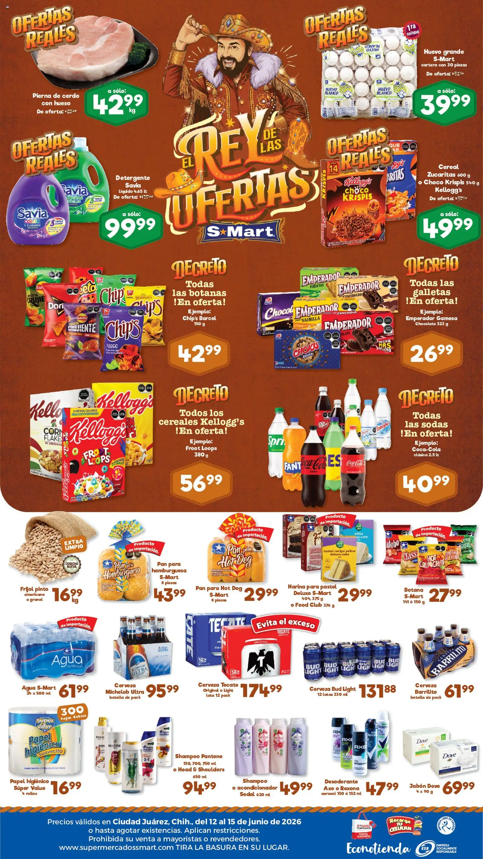 Nuevas ofertas de S-Mart válidas en toda la República Mexicana desde el 12.06.2026. ¡Encuentra las mejores ofertas en S-Mart folleto Juárez! | Página: 2 | Productos: Huevo, Papel higiénico, Botella, Acondicionador