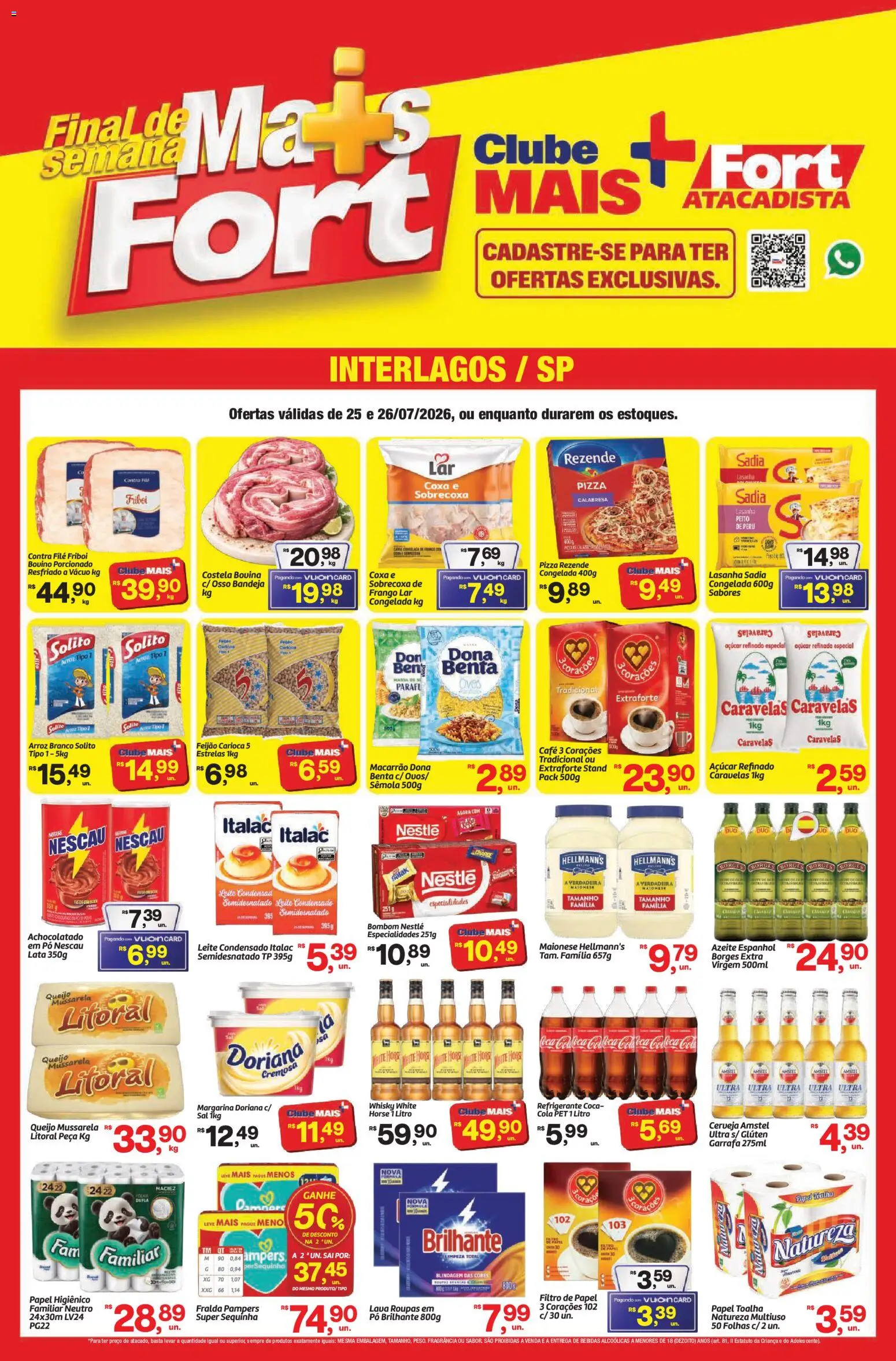 Fort Atacadista Folheto - válido de 25/07/2026 | Página: 1 | Produtos: Papel toalha, Contra filé, Leite, Sal