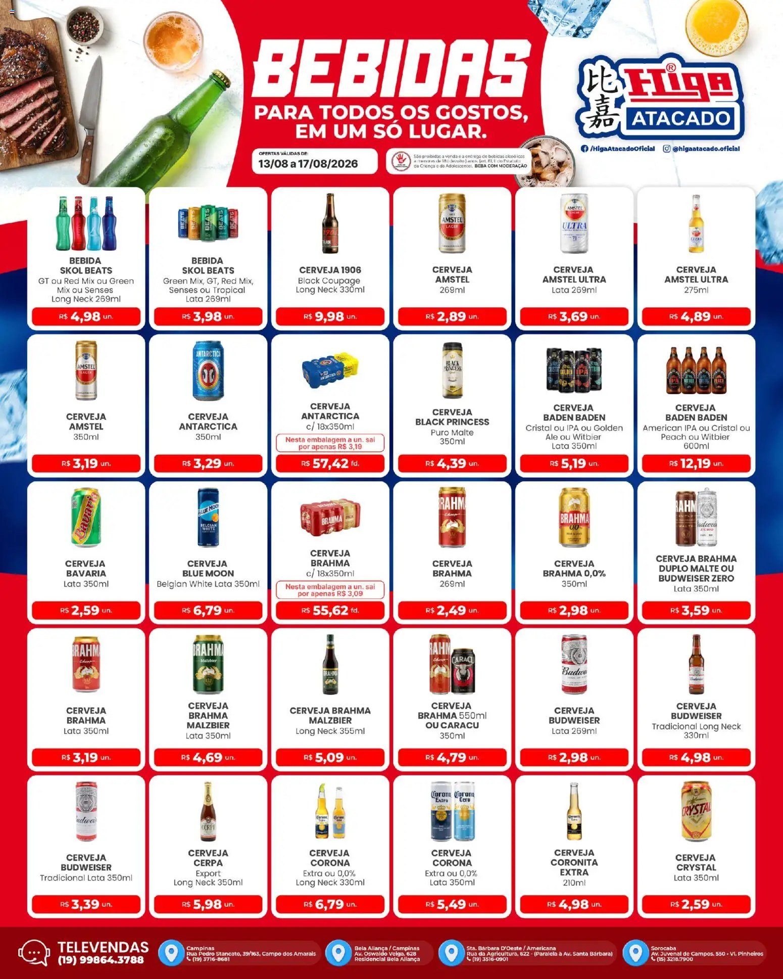 Higa Atacado Folheto - válido de 13/08/2026 | Página: 1 | Produtos: Aliança, Bebidas, Cerveja, Bebida