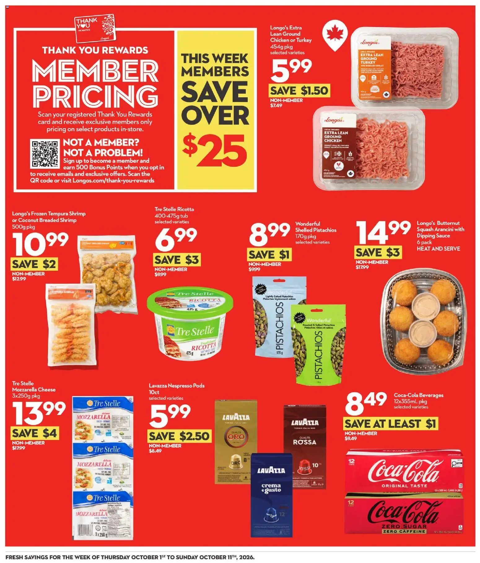 Longo's flyer valid from Oct 1, 2026 | Page: 9 | Products: Turkey, Shrimp, Roast, Chicken