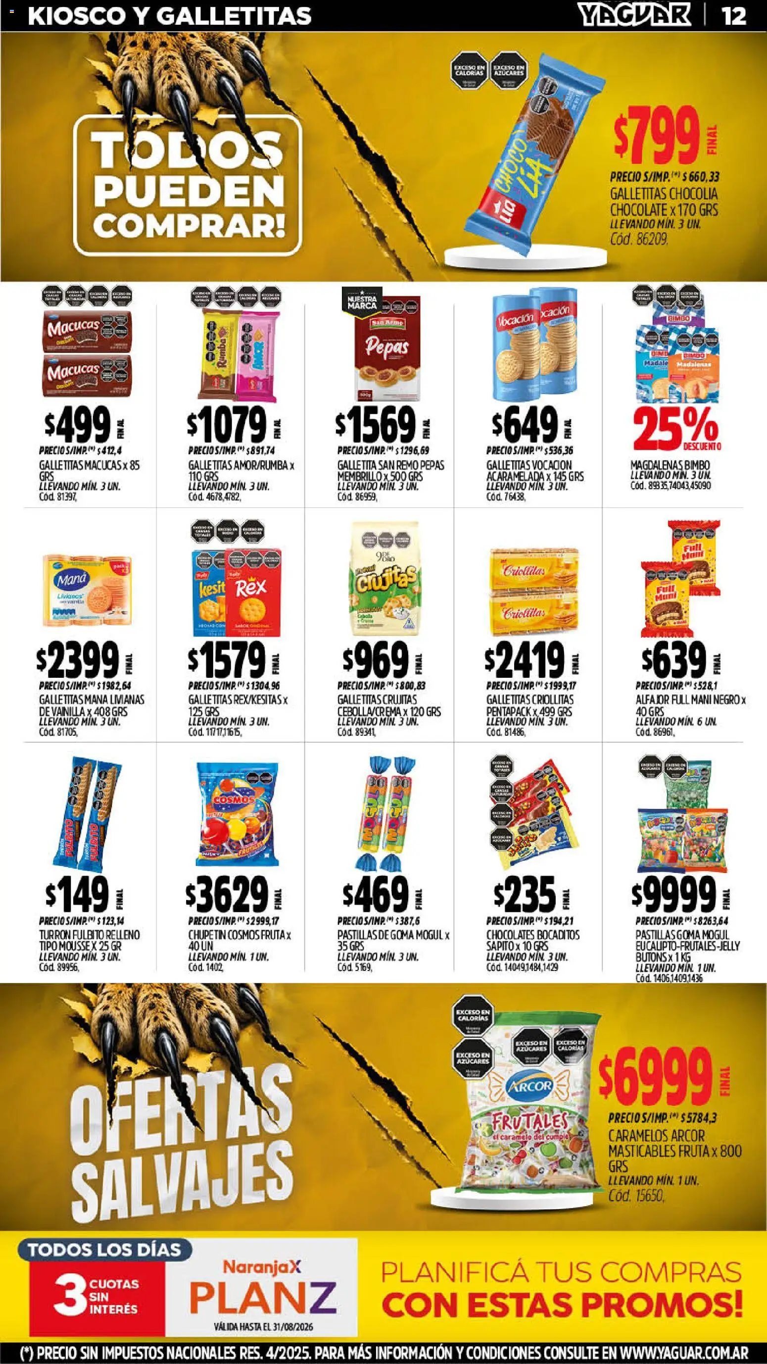 Yaguar catálogo │ válido desde el 10/08/2026 | Página: 13 | Productos: Galletitas, Mani, Fruta, Alfajor