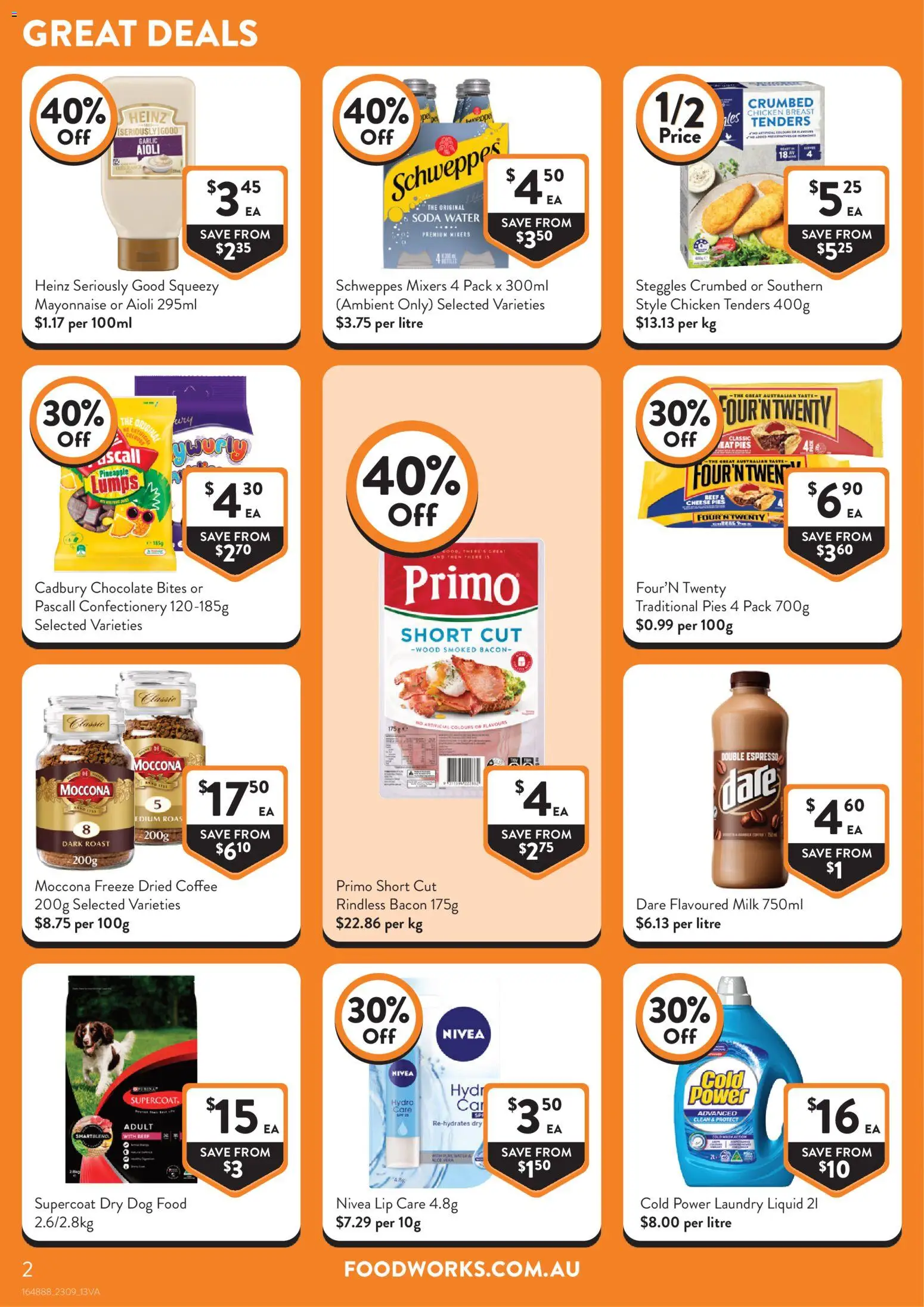 Foodworks catalogue - valid from 16/09/2026 | Page: 2 | Products: Bacon, Chocolate, Moccona, Roast