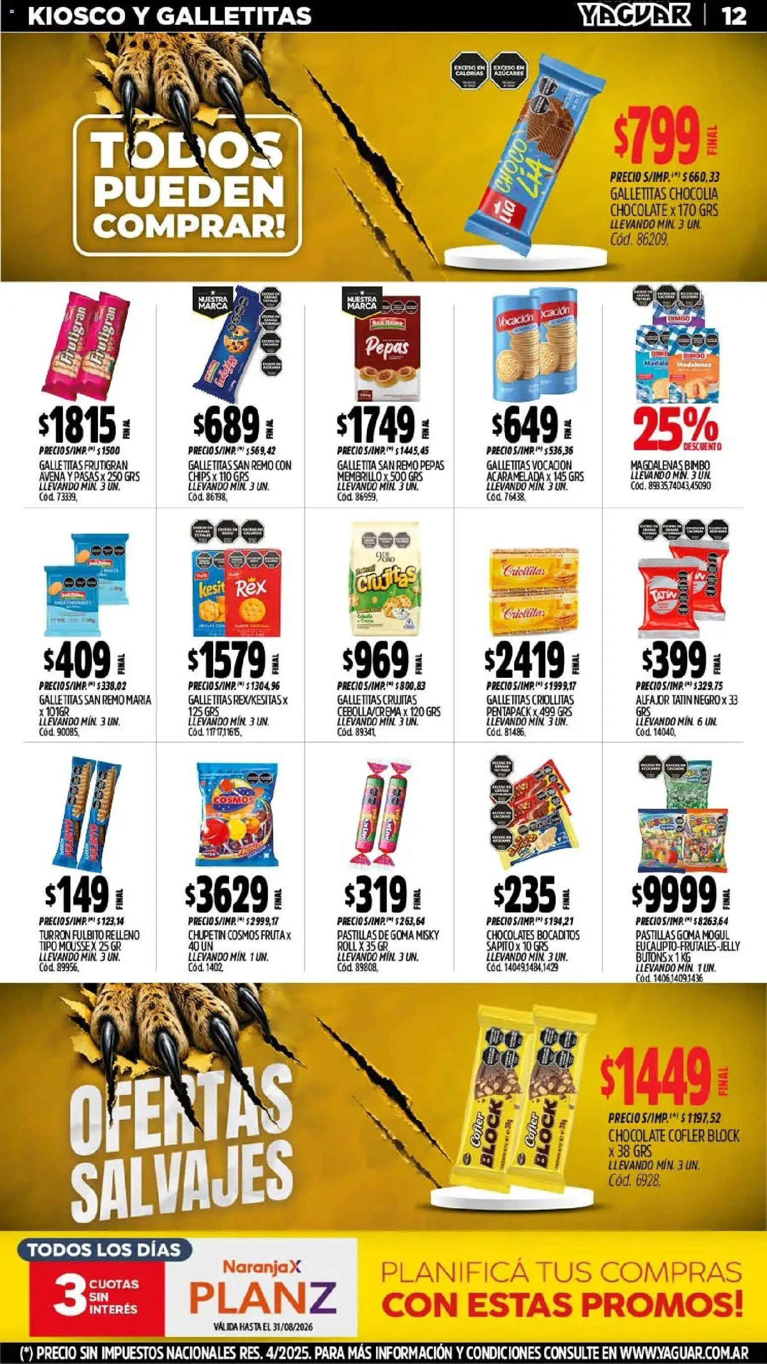 Yaguar - Oferta Semanal Santa Fé │ válido desde el 10/08/2026 | Página: 14 | Productos: Mousse, Fruta, Alfajor, Turrón