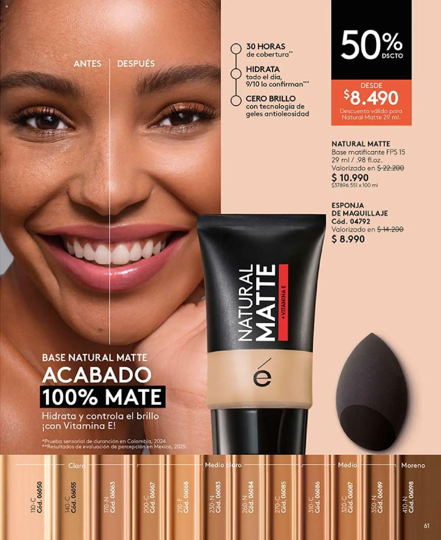 Catálogo Ésika Campaña 6 │ válido desde el 01.04.2026 | Página: 61 | Productos: Esponja, Mate, Esponja de maquillaje, Base