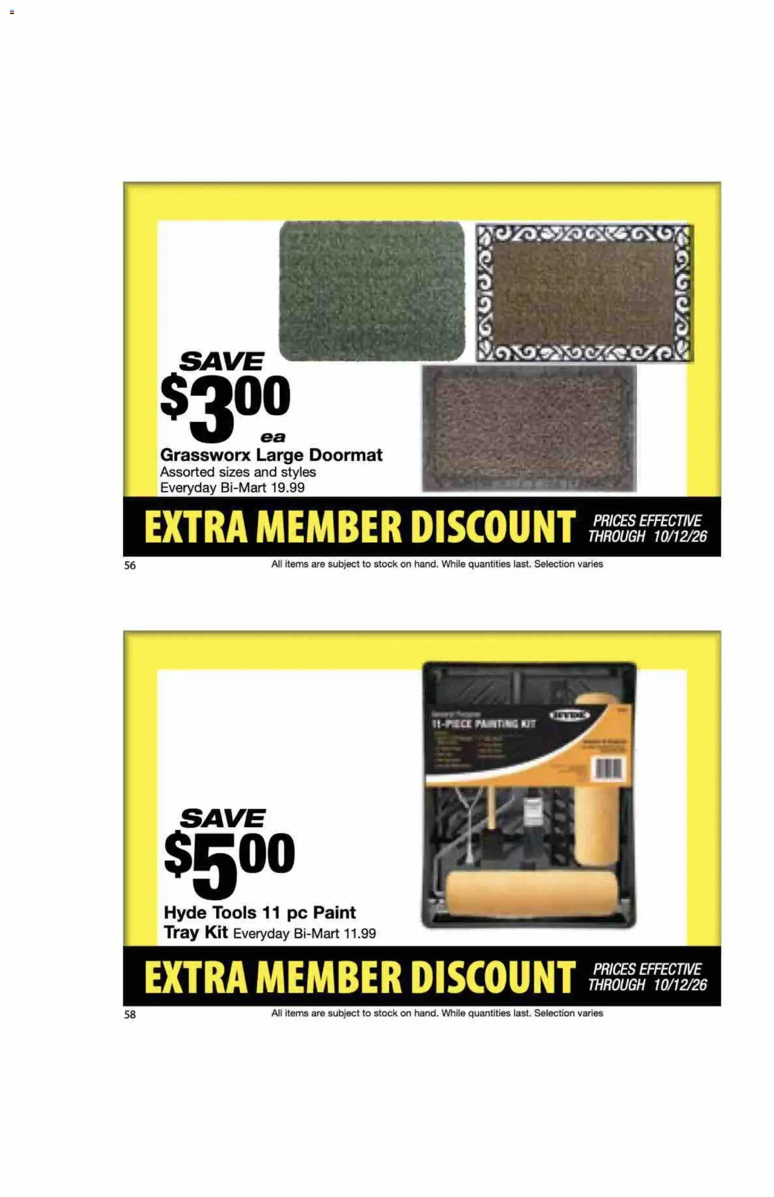 Bi-Mart Extra Member Discount Book - valid from 09/28/2026 | Page: 30 | Products: Doormat, Pc, Tools