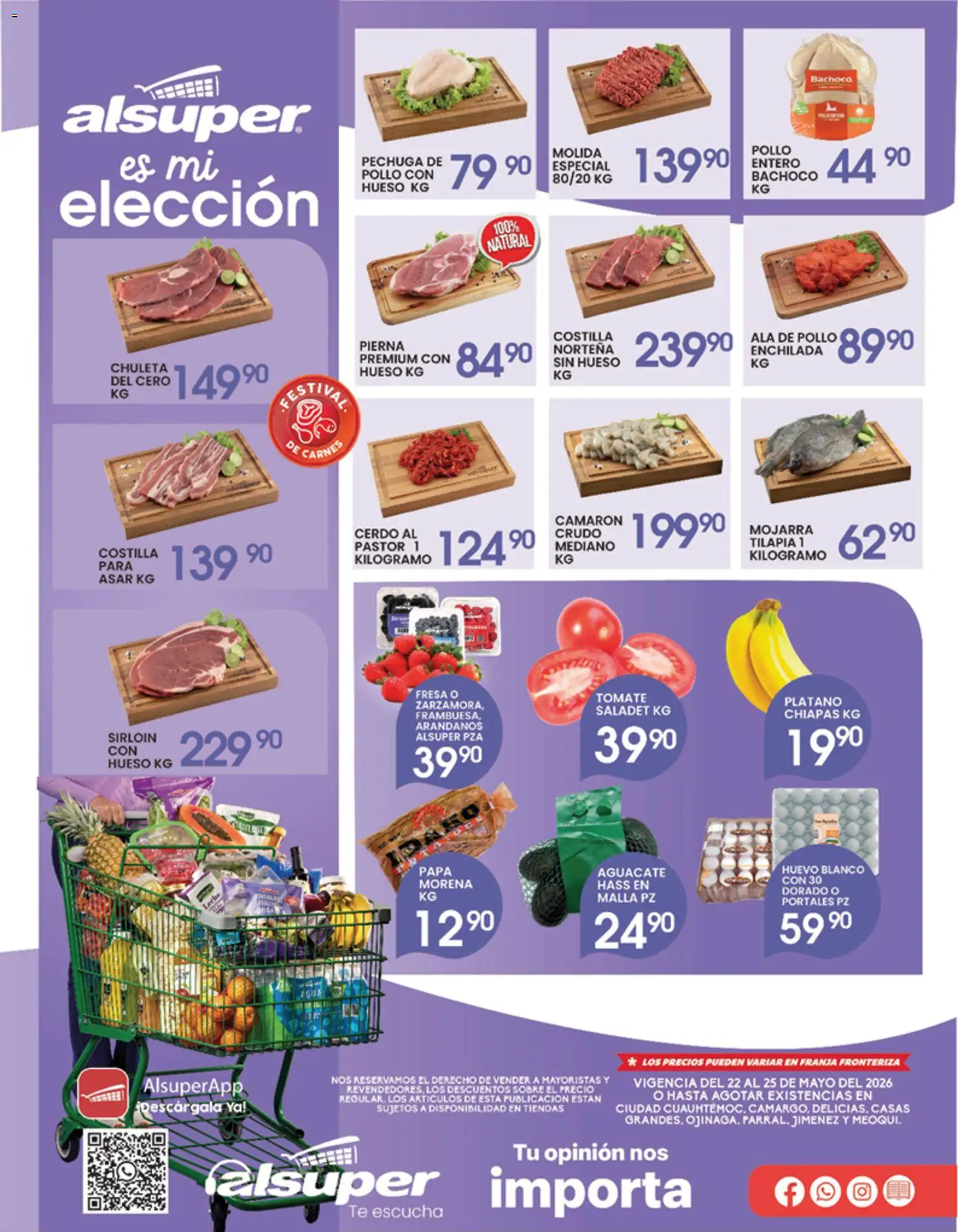 Nuevas ofertas de Alsuper válidas en toda la República Mexicana desde el 22.05.2026. ¡Encuentra las mejores ofertas en Alsuper folleto! | Página: 1 | Productos: Pollo, Fresa, Plátano, Tomate