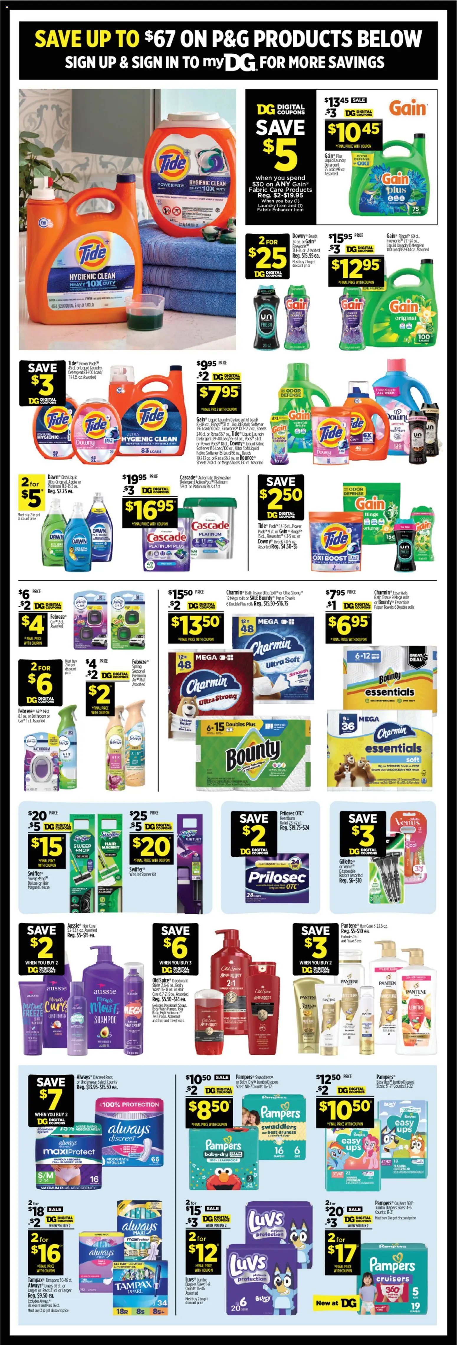 Dollar General Weekly Ad - valid from 06/28/2026 | Page: 13 | Products: Bath, Fabric softener, Tampons, Dishwasher