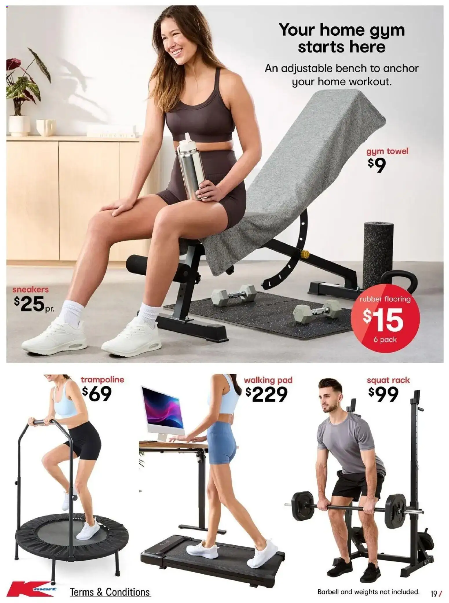 Kmart catalogue - valid from 27/08/2026 | Page: 19 | Products: Trampoline, Flooring, Sneakers, Bench