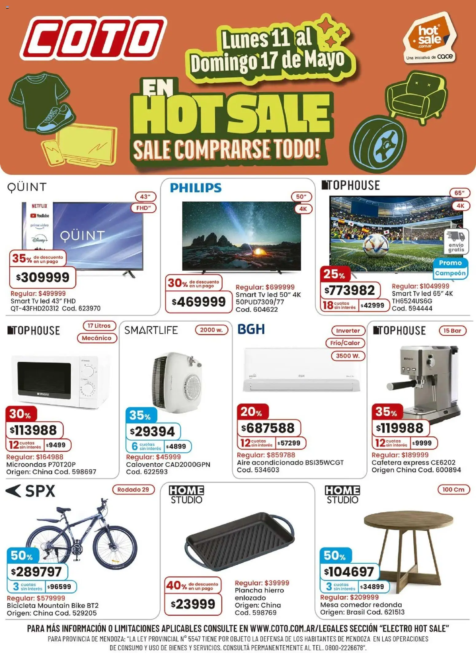Coto - Electro Hot Sale Motivo │ válido desde el 11.05.2026 | Página: 1 | Productos: Video, Aire acondicionado, Cafetera, Mesa
