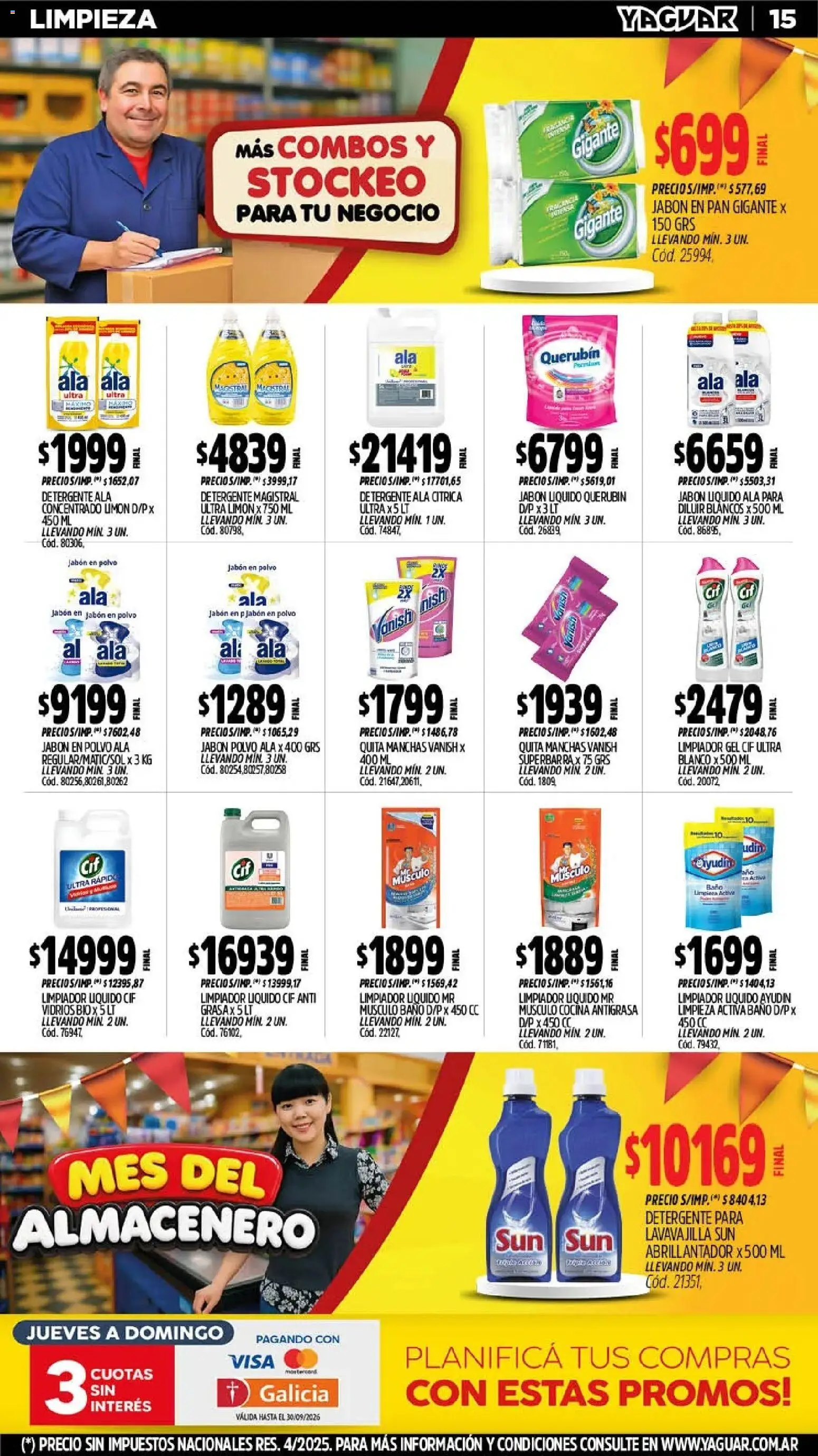 Yaguar - Oferta Semanal Parque Chacabuco │ válido desde el 28/09/2026 | Página: 15 | Productos: Abrillantador, Jabón en polvo, Detergente, Limpiador