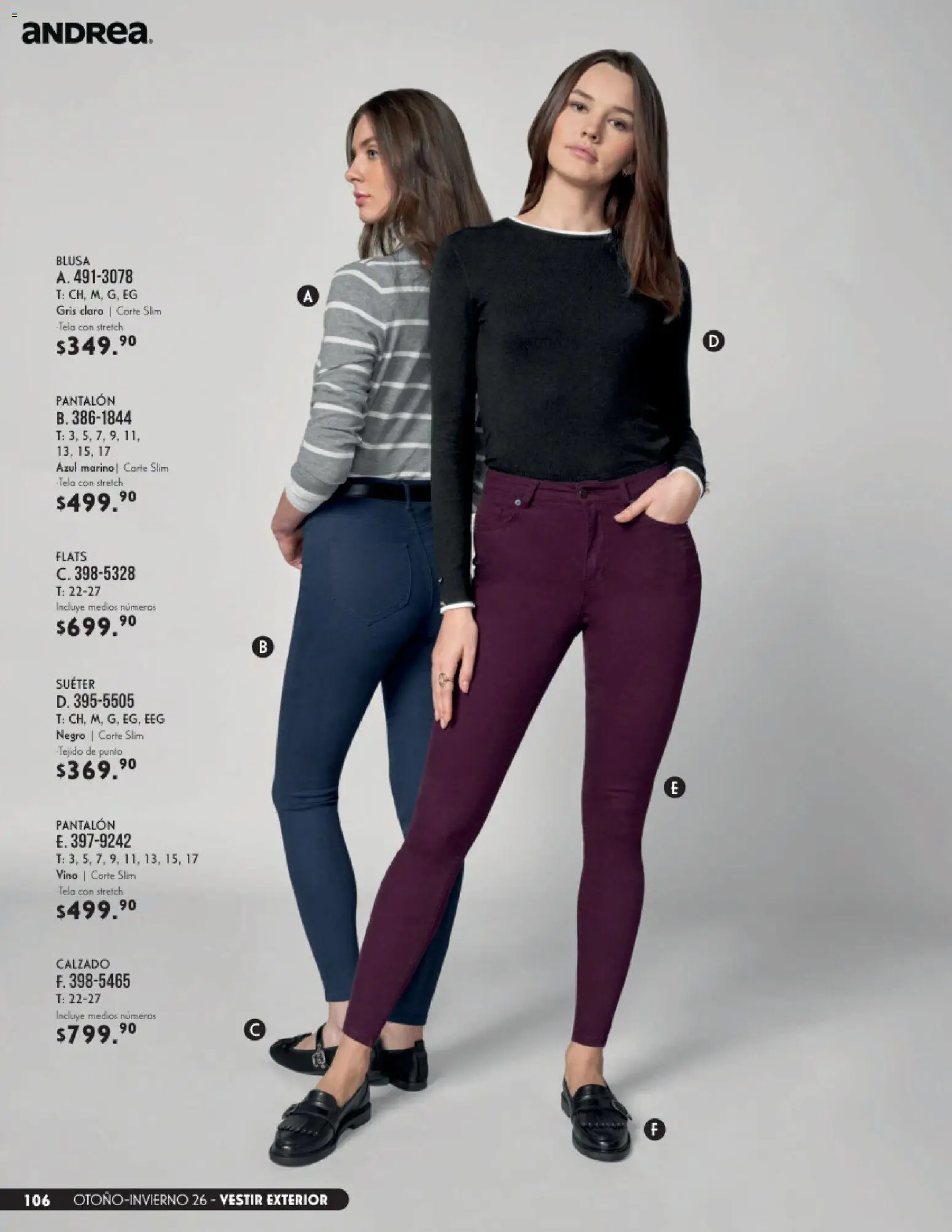 Nuevas ofertas de Andrea válidas en toda la República Mexicana desde el 23/08/2026. ¡Encuentra las mejores ofertas en Andrea catálogo Vestir! | Página: 106 | Productos: Blusa, Suéter, Vino
