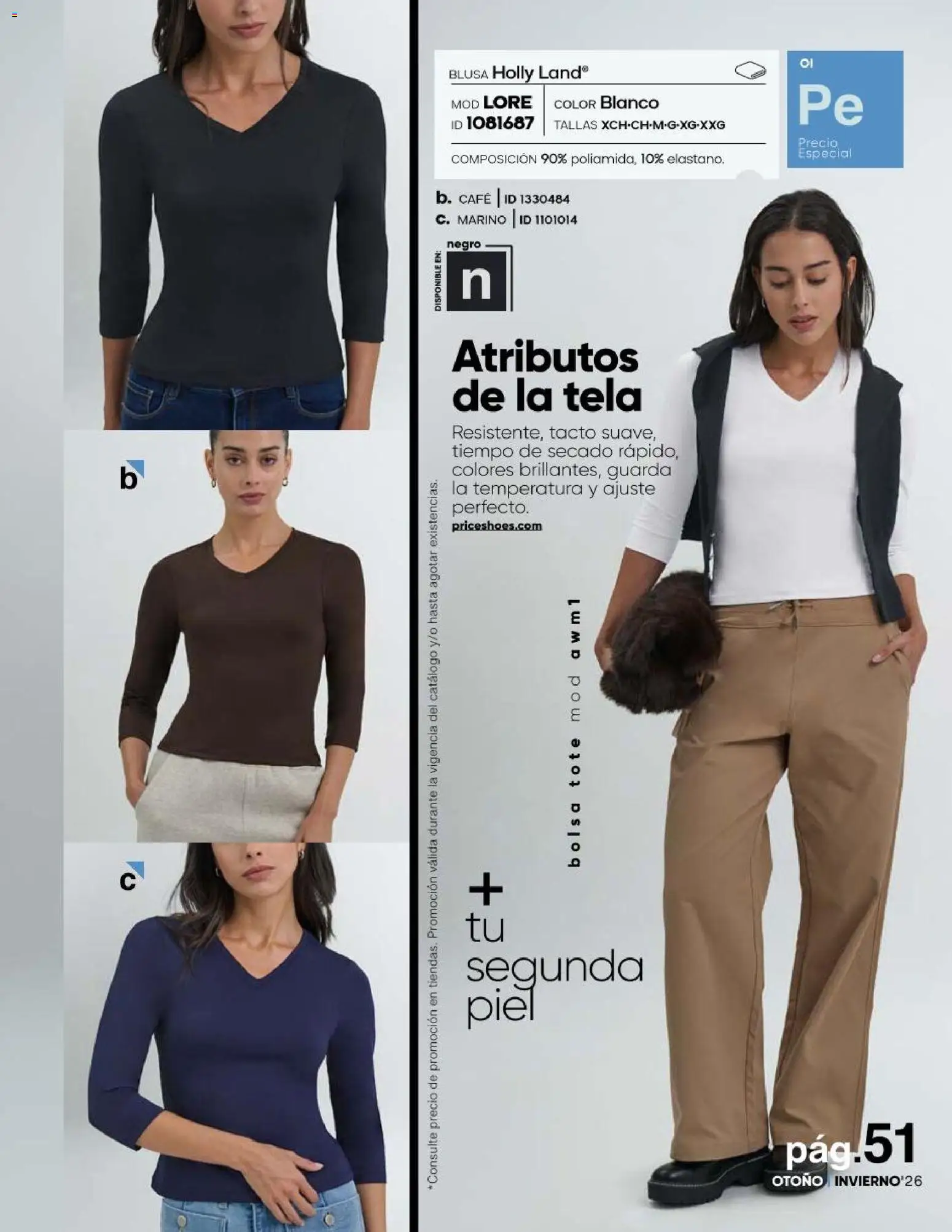 Nuevas ofertas de Price Shoes válidas en toda la República Mexicana desde el 23/07/2026. ¡Encuentra las mejores ofertas en Price Shoes catálogo Básicos! | Página: 51 | Productos: Blusa, Bolsa, Café