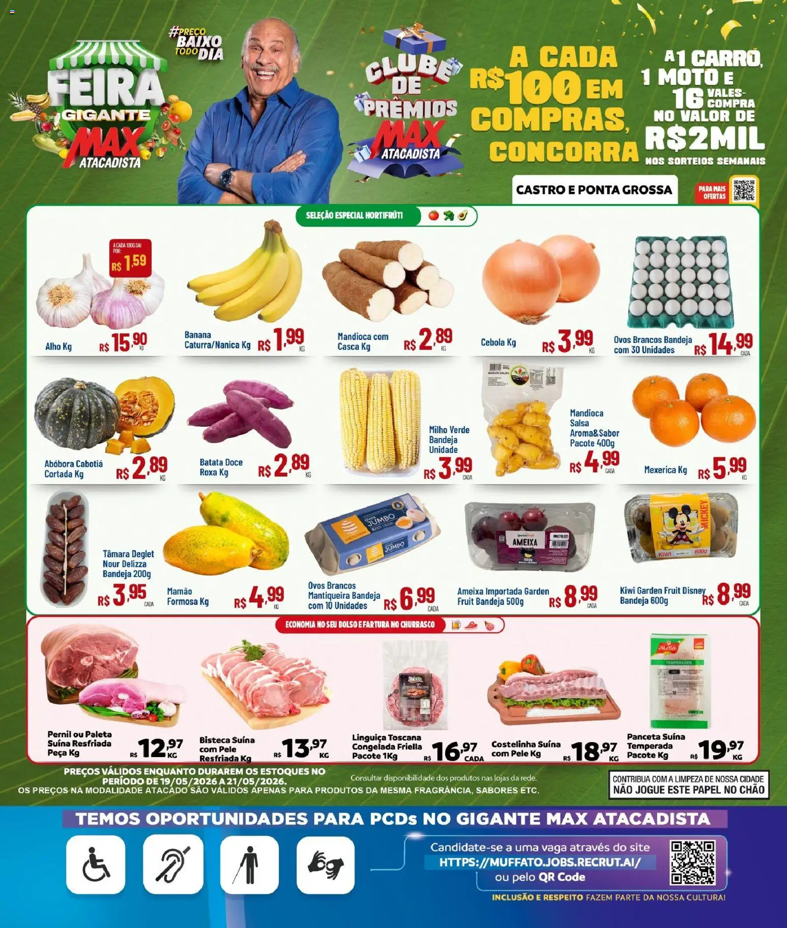Max Atacadista Folheto - válido de 19.05.2026 | Página: 1 | Produtos: Mandioca, Milho verde, Linguiça, Pernil