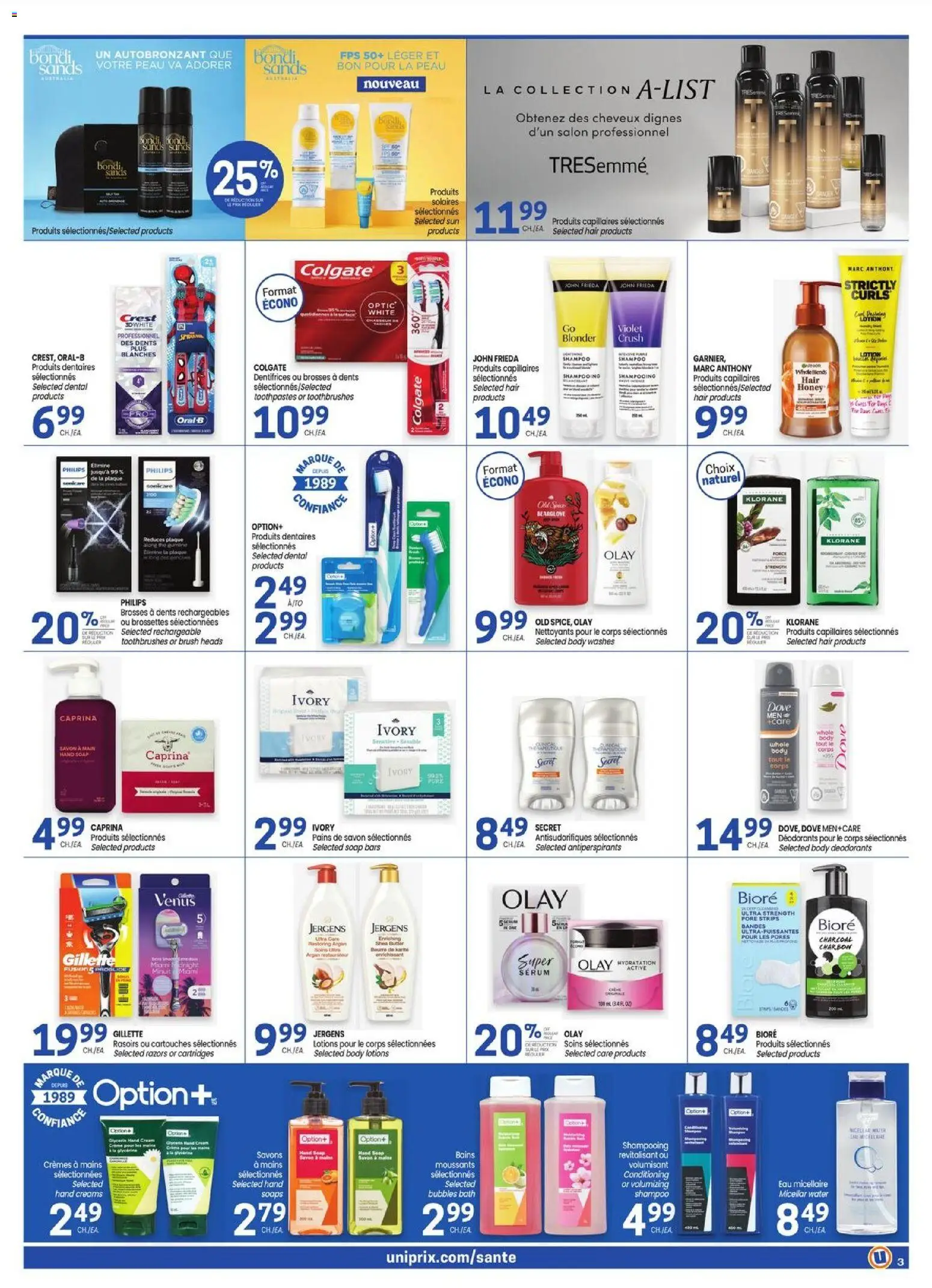 Uniprix flyer valid from Jul 23, 2026 | Page: 3 | Products: Brush, Shampoo, Soap, Butter