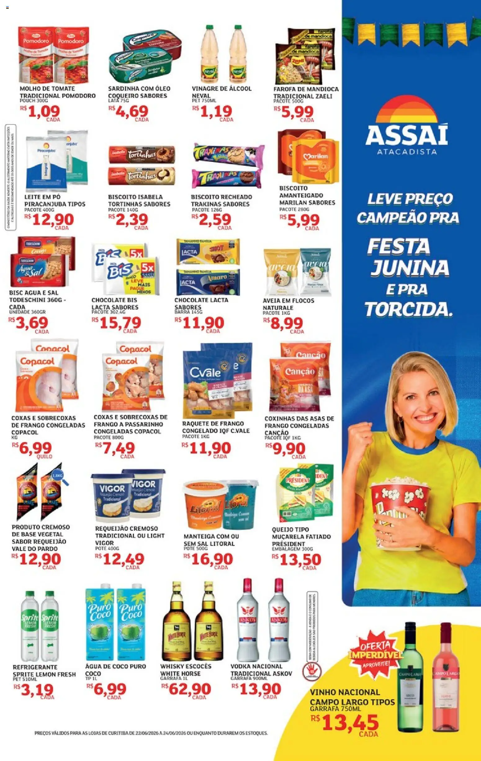Assaí Atacadista Folheto - válido de 21/06/2026 | Página: 3 | Produtos: Whisky, Vinagre, Biscoito recheado, Leite em pó