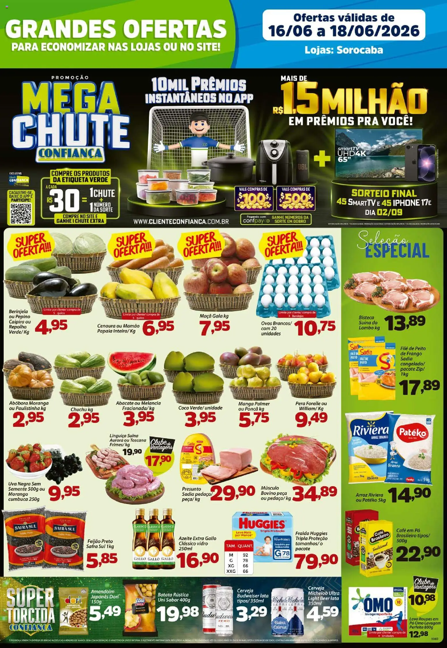 Confiança Folheto - válido de 16.06.2026 | Página: 1 | Produtos: Moranga, Mamão, Batata, Peito de frango