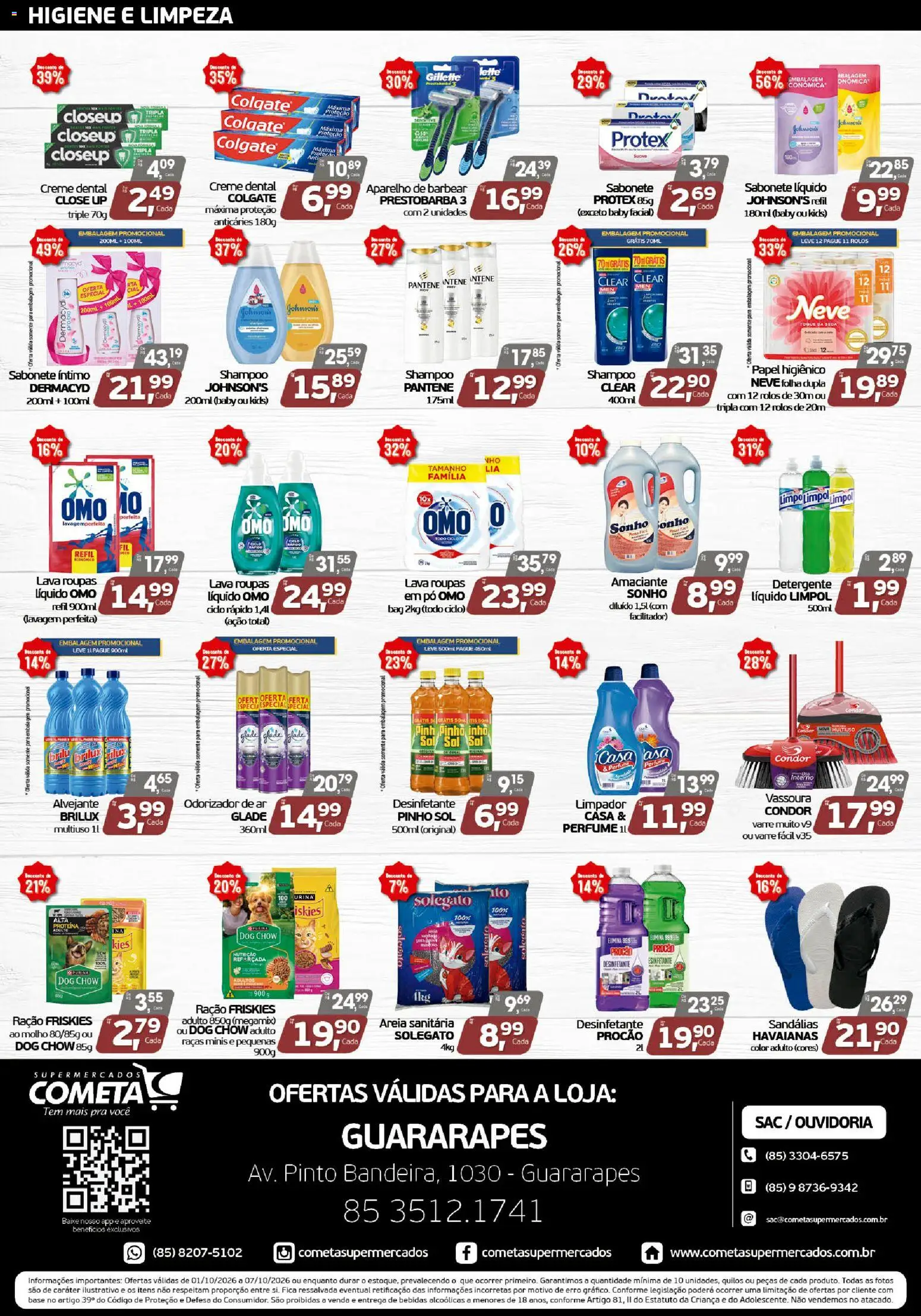 Cometa Supermercados Folheto - válido de 01/10/2026 | Página: 4 | Produtos: Sandálias, Creme dental, Sabonete líquido, Ração