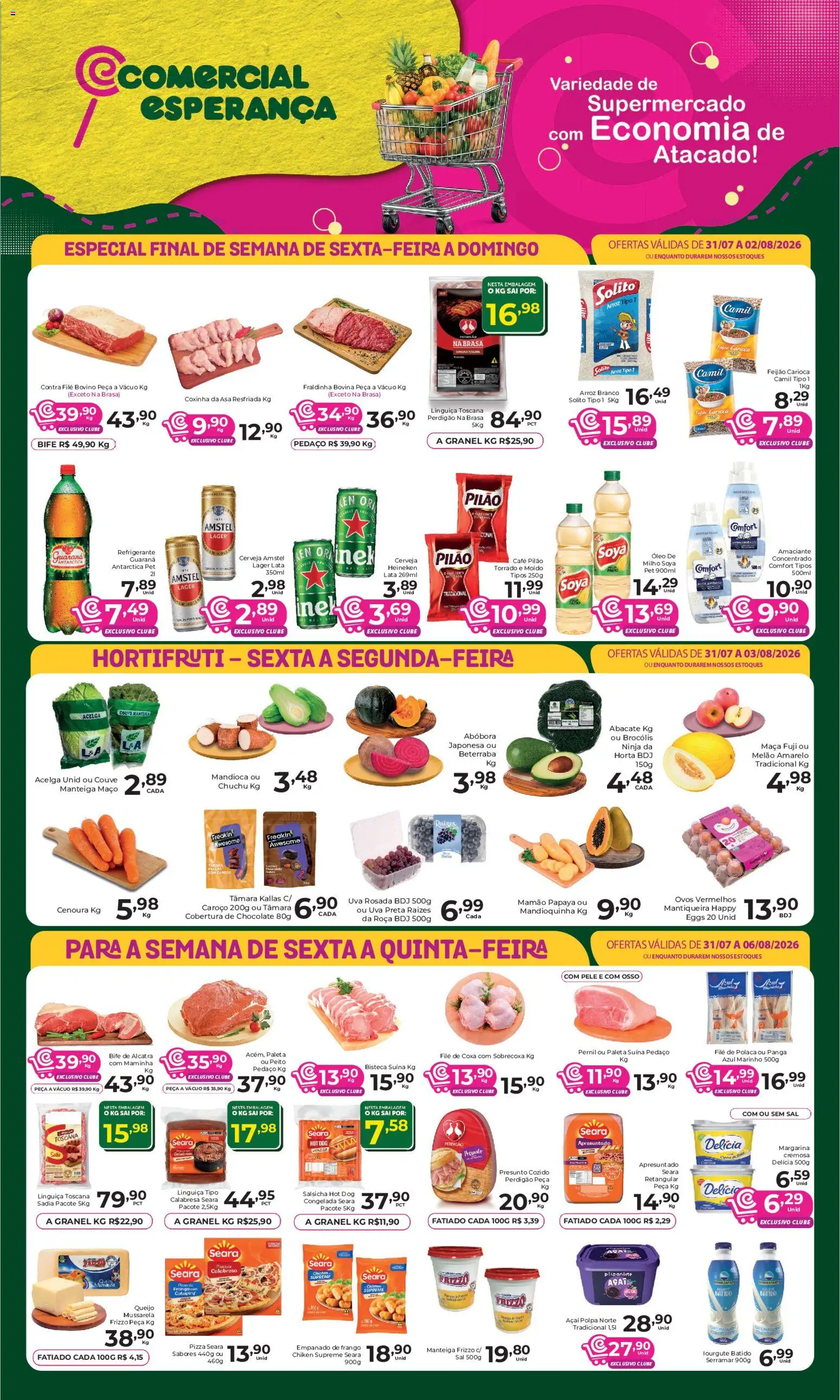 Comercial Esperança Folheto - válido de 31/07/2026 | Página: 1 | Produtos: Chuchu, Guaraná, Cenoura, Couve
