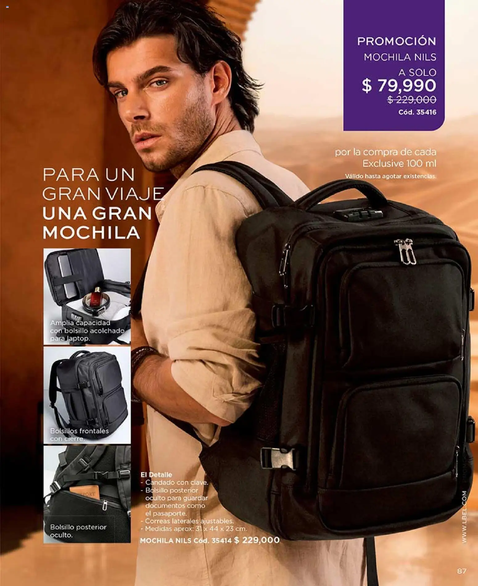 L'Bel revista - valida desde el 28/08/2026 | Página: 87 | Productos: Mochila, Candado