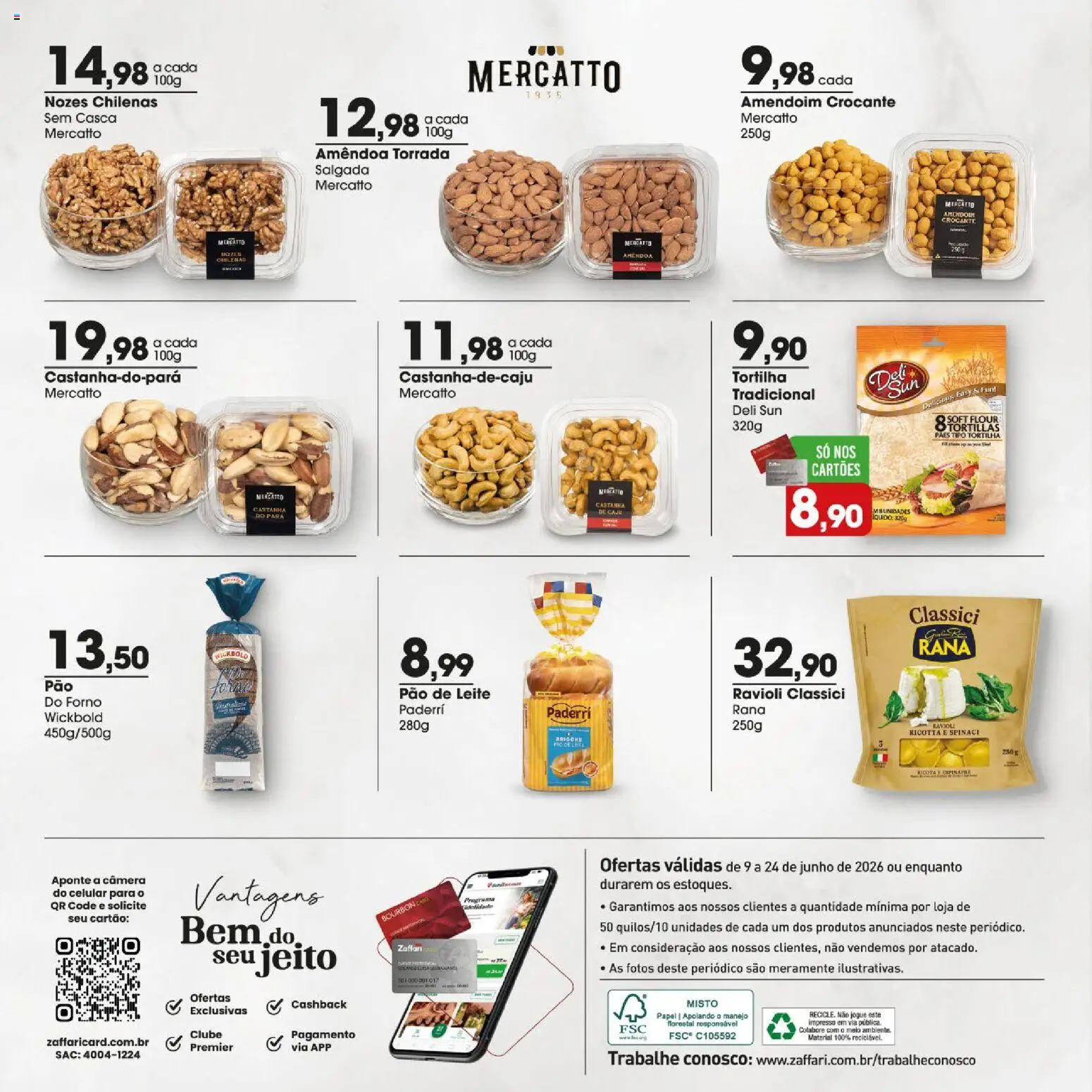 Zaffari Folheto - válido de 09.06.2026 | Página: 14 | Produtos: Caju, Forno, Amendoim, Leite